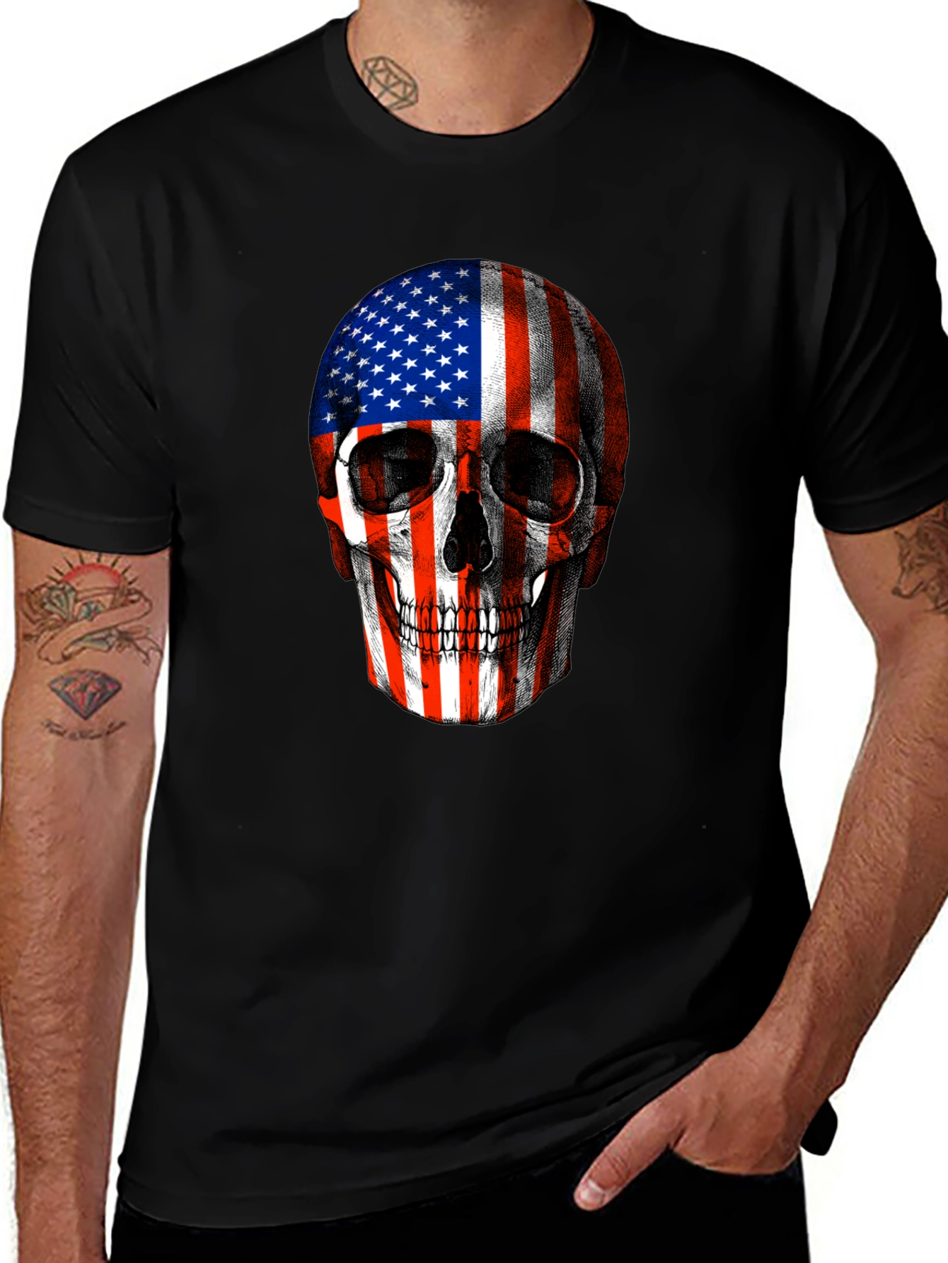Variant 14 of American Flag Skull Graphic Tee
