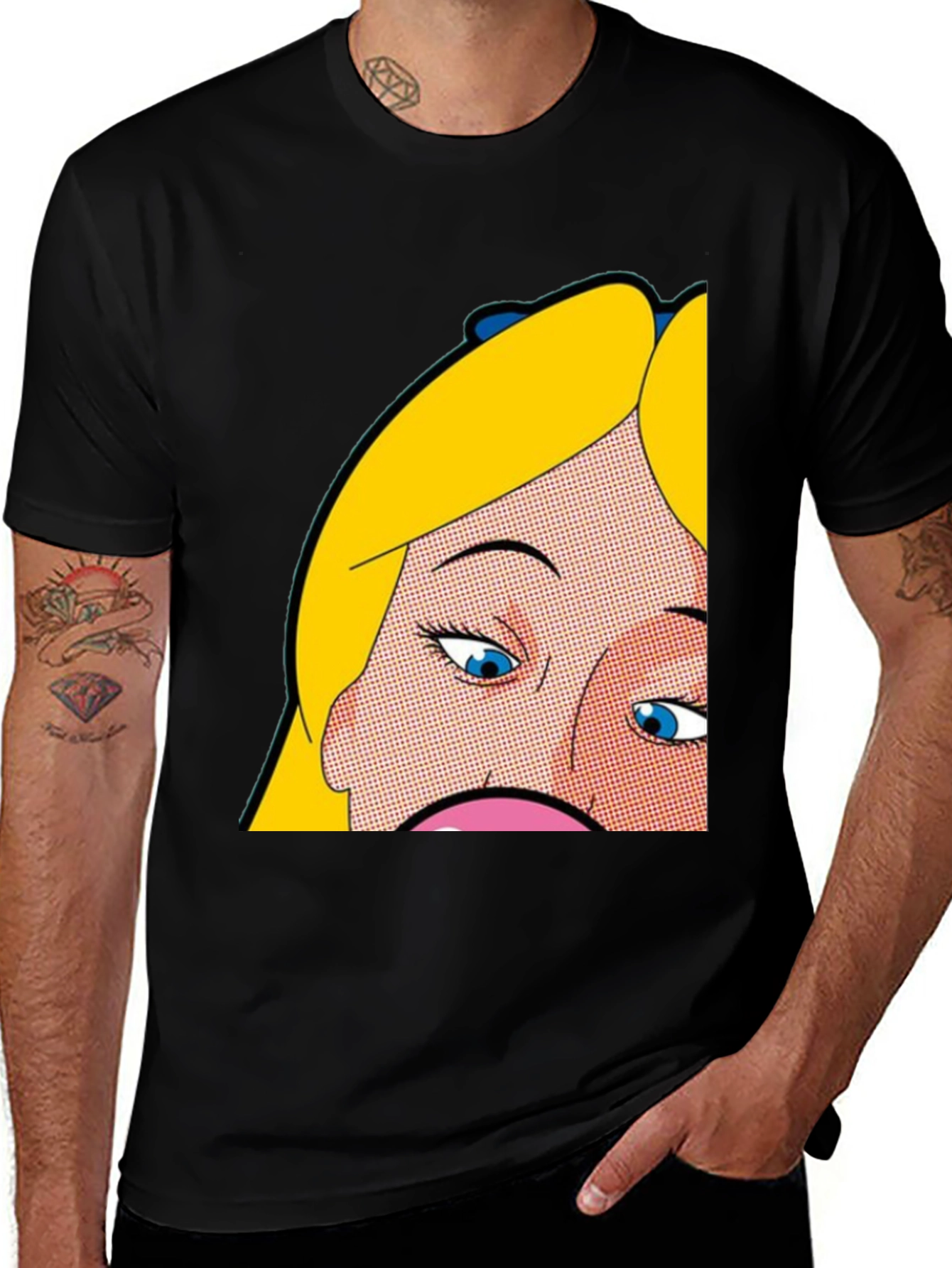Pop Art Graphic Tee - Alice Inspired Black T-Shirt