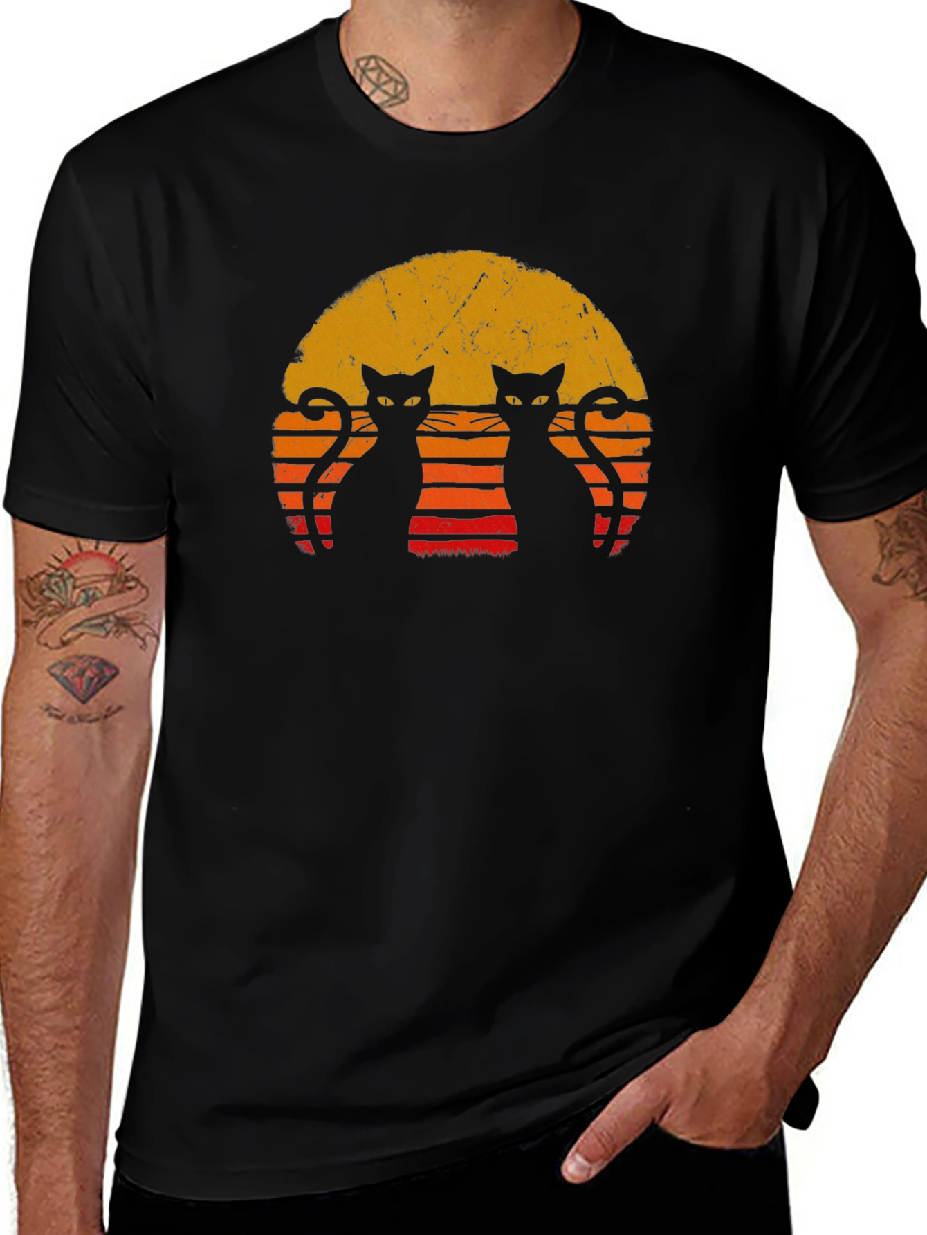 Variant 5 of Retro Sunset Cats T-Shirt