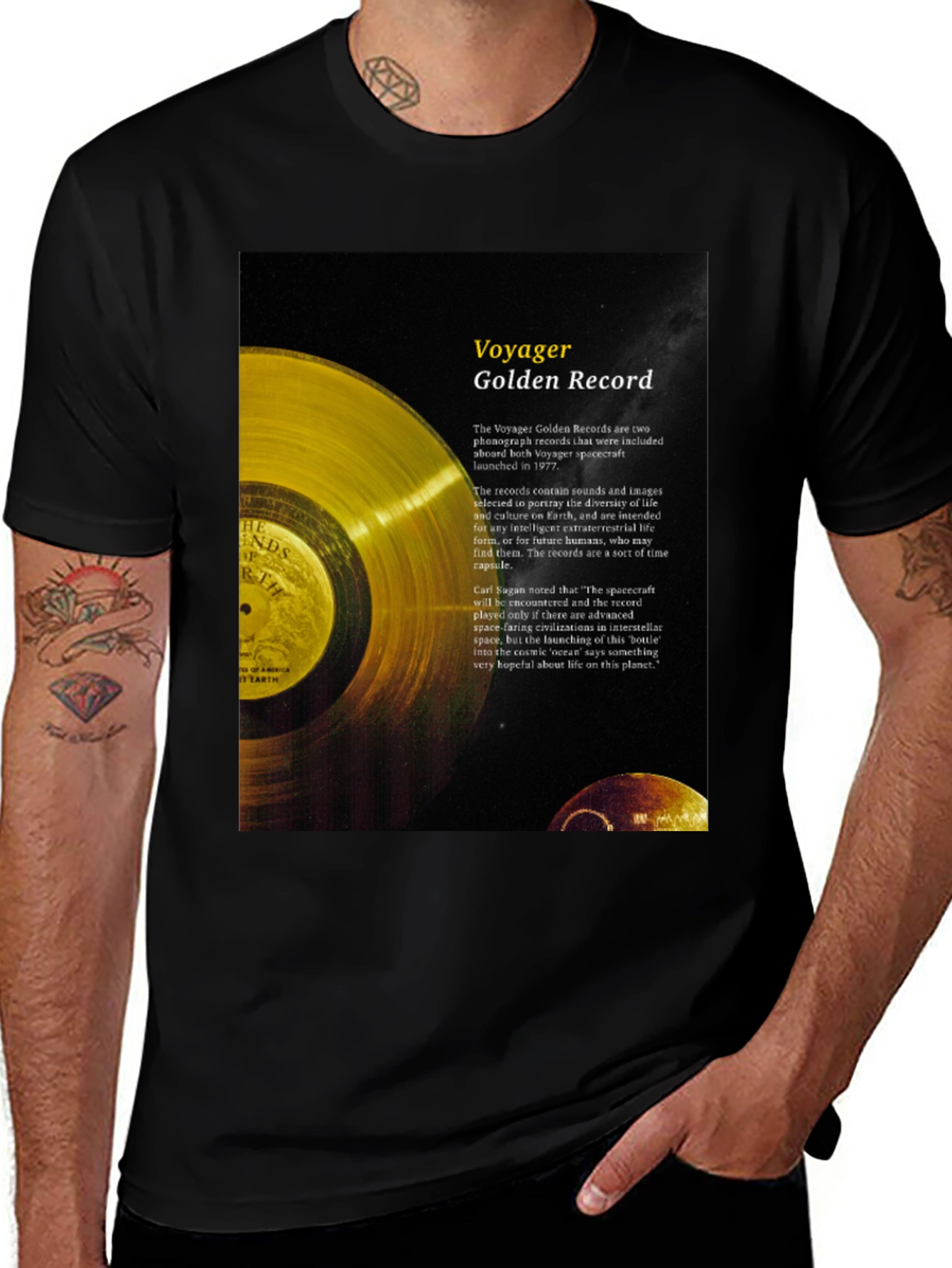 Voyager Golden Record Graphic Tee - Explore the Cosmos!