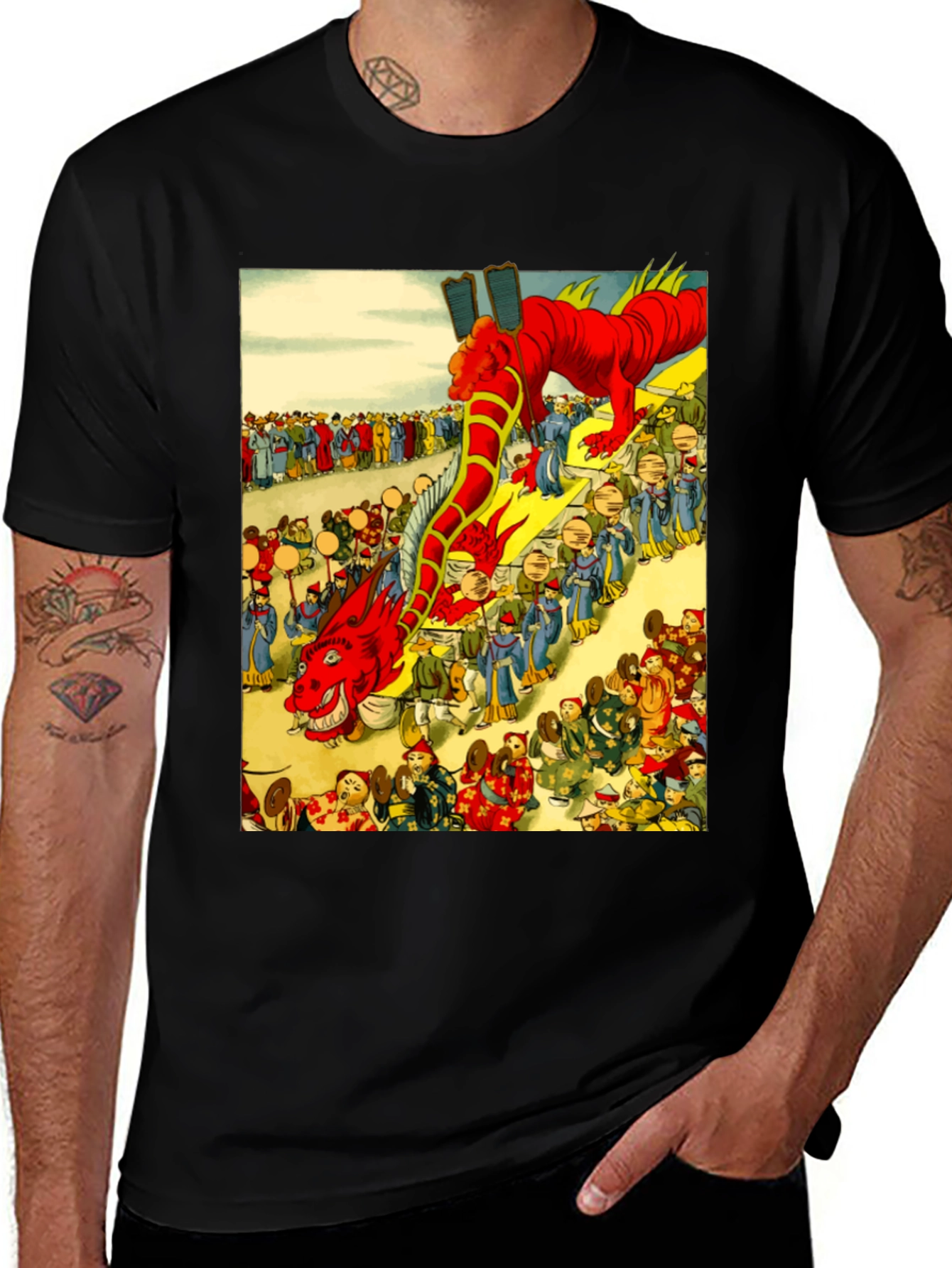 Variant 10 of Dragon Parade Graphic Tee - Unique Design