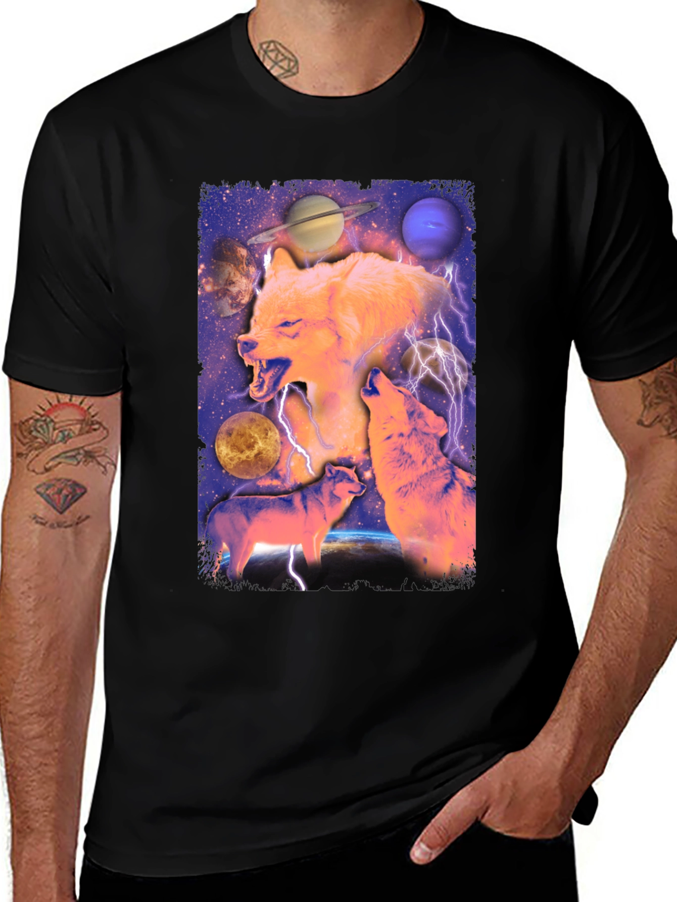 Variant 17 of Wolf Galaxy Graphic Print Tee