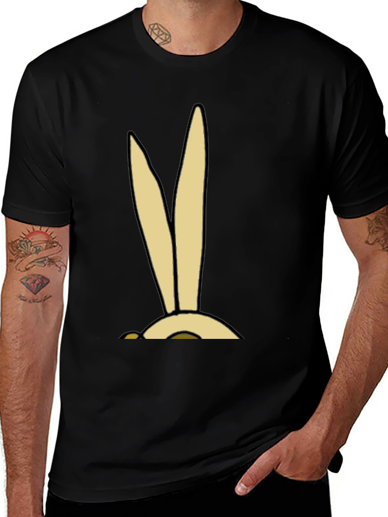 Variant 29 of Cartoon Bunny Ears Graphic Tee - Soft Cotton Blend