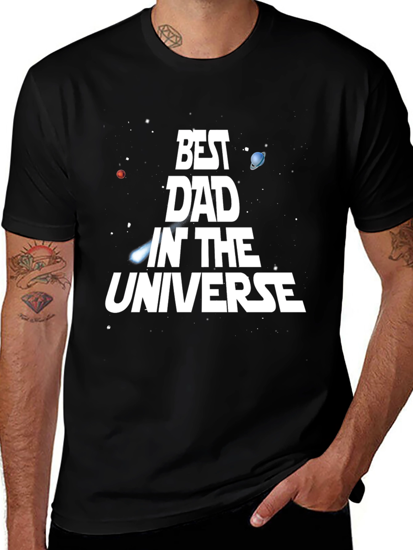 Variant 26 of Best Dad in the Universe Black Graphic Tee