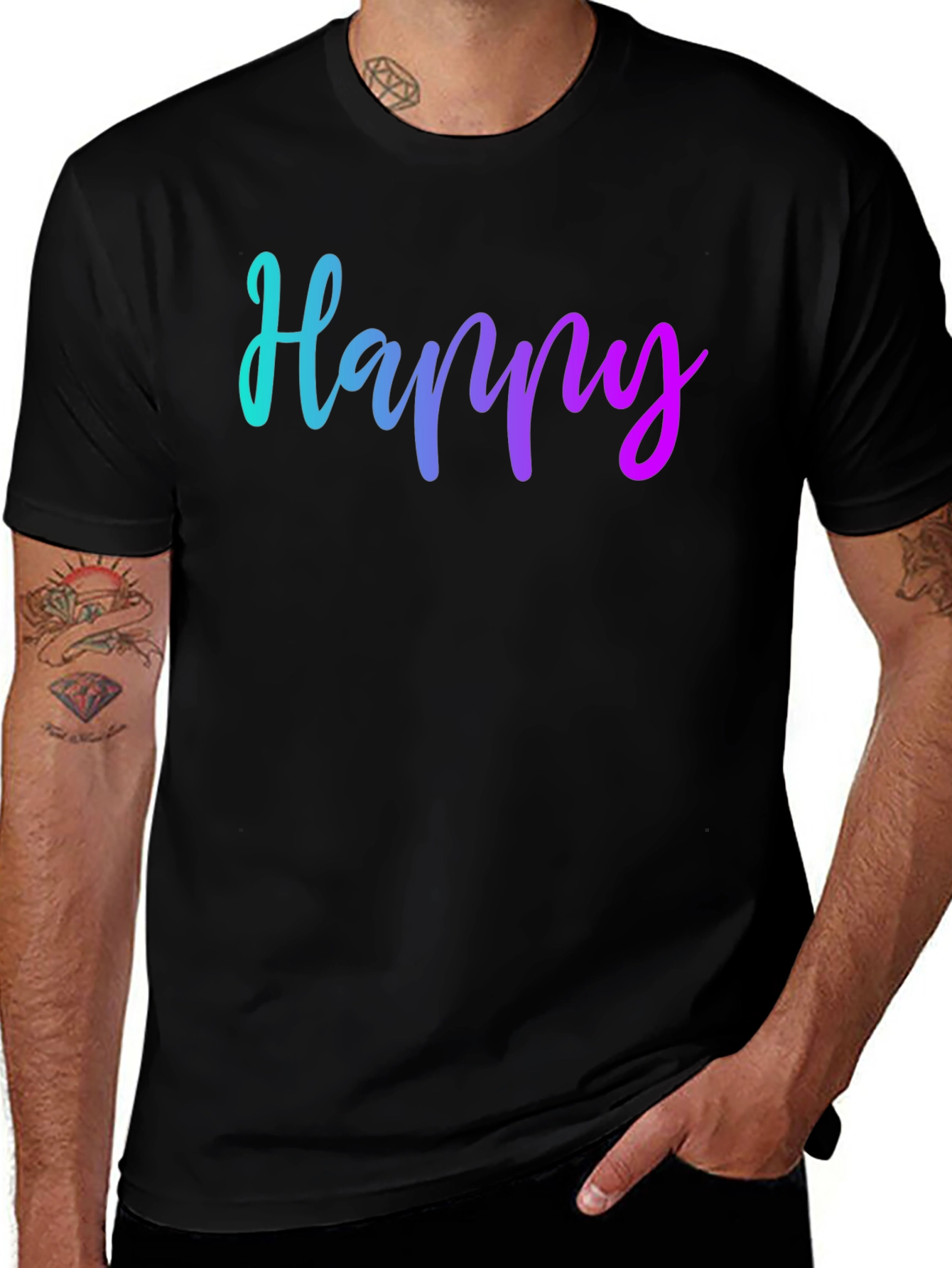 Variant 21 of Happy Gradient Graphic Black T-Shirt