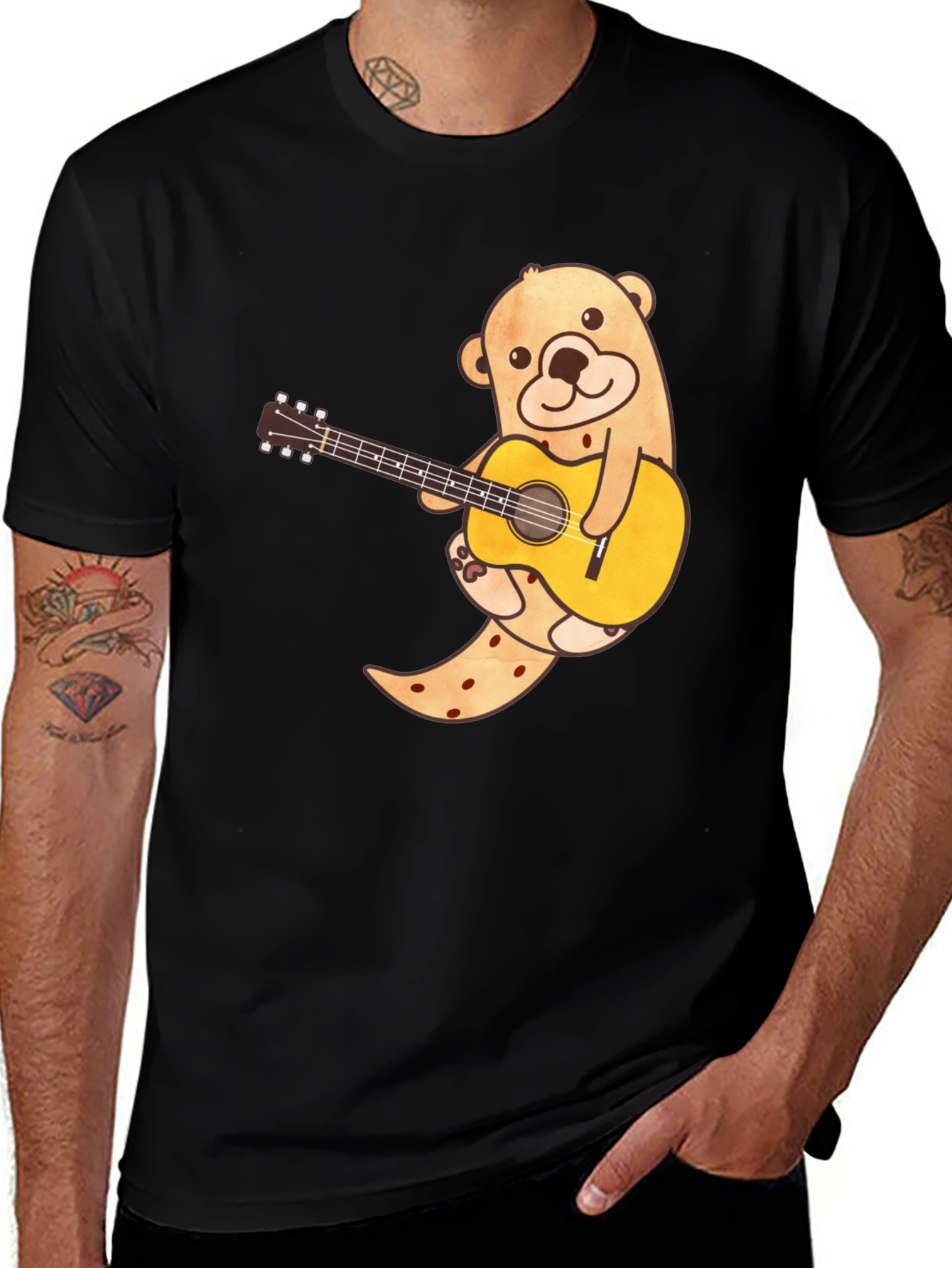 Variant 3 of Otter Guitarist Graphic T-Shirt - Cool Animal Tee