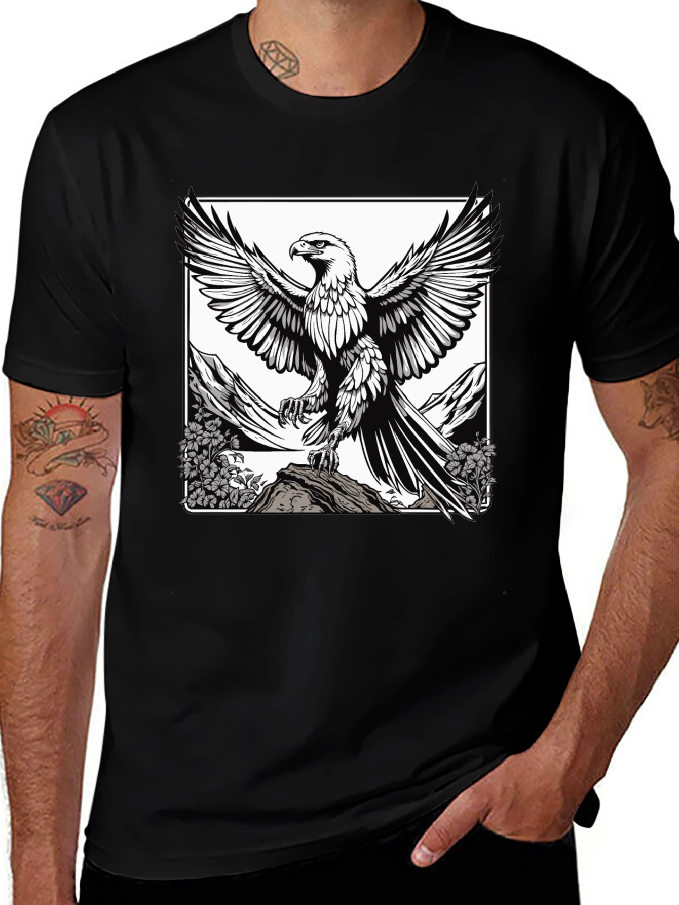 Variant 21 of Eagle Graphic Black T-Shirt