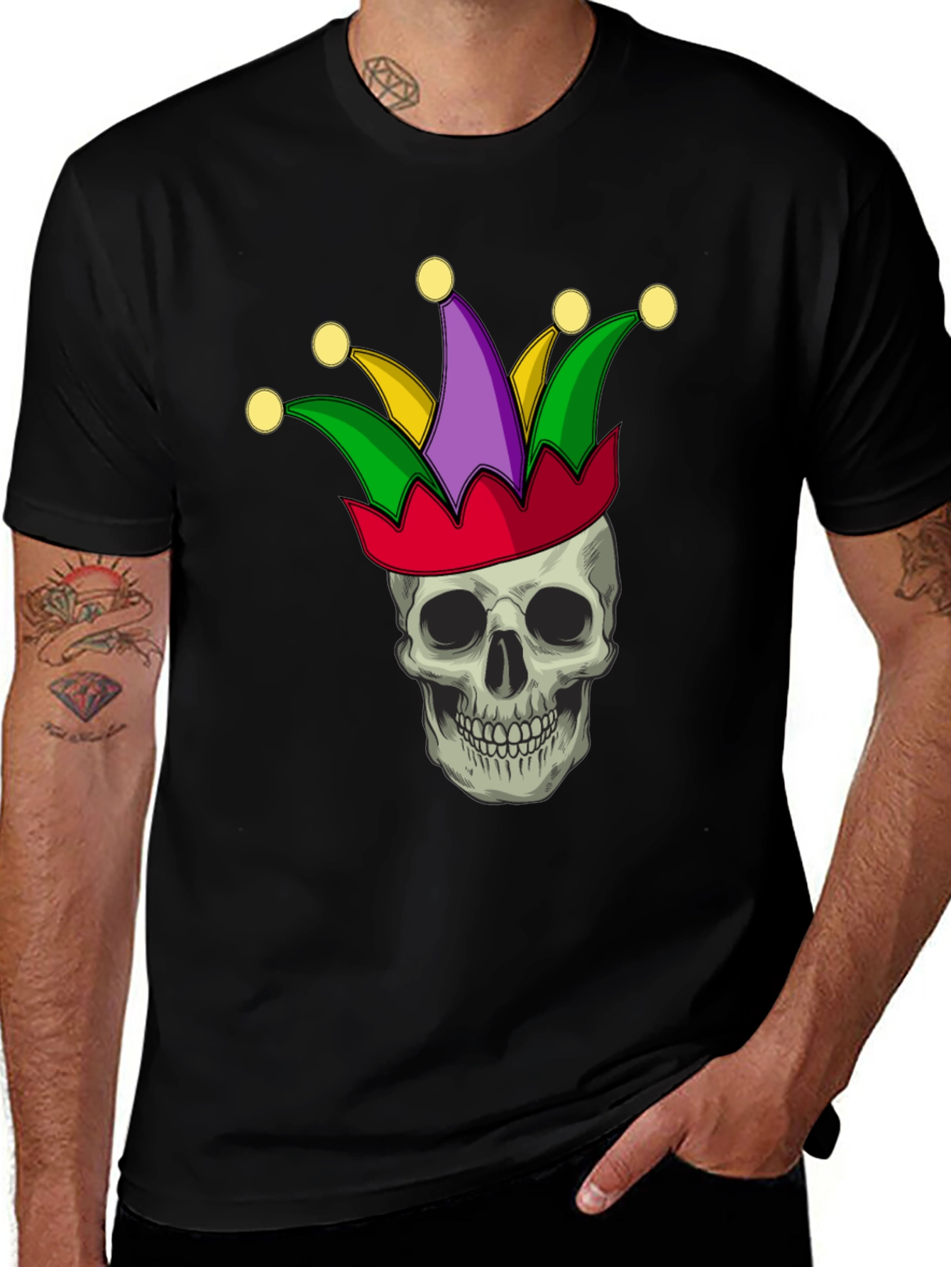 Skull Jester T-Shirt - Black Cotton Graphic Tee
