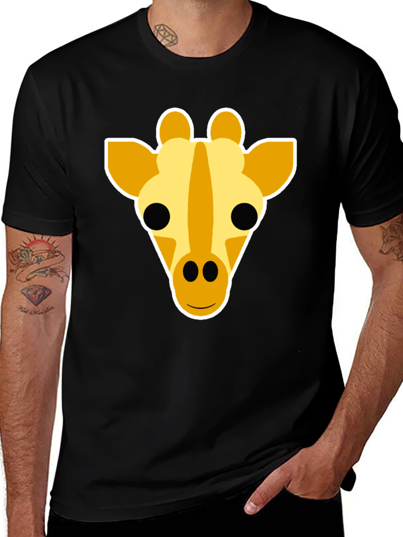 Variant 27 of Giraffe Graphic Tee - Black Cotton T-Shirt