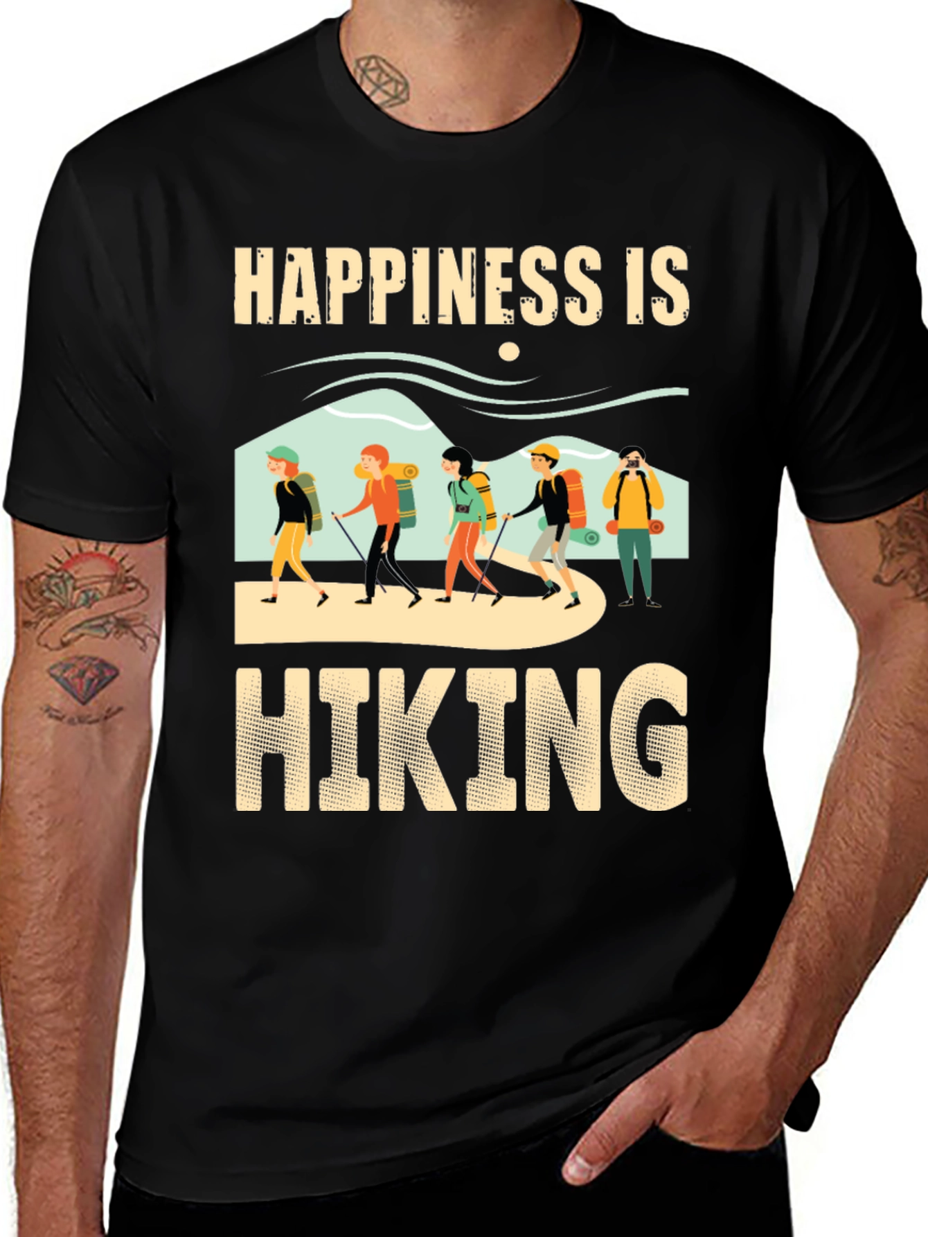 Variant 24 of Happiness is Hiking Graphic T-Shirt