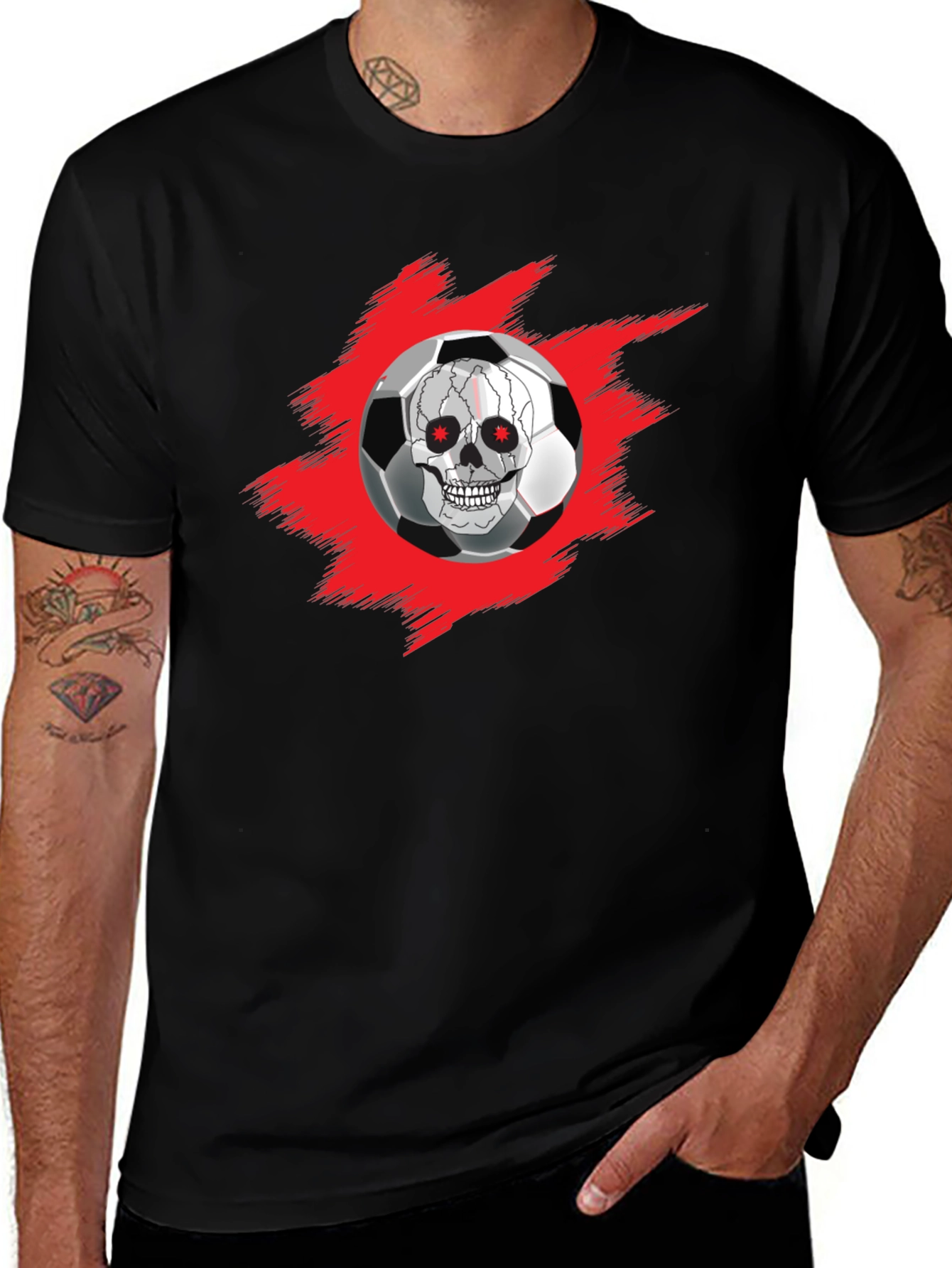 Variant 8 of Skull Soccer Ball Graphic Tee - Dark Humor Design