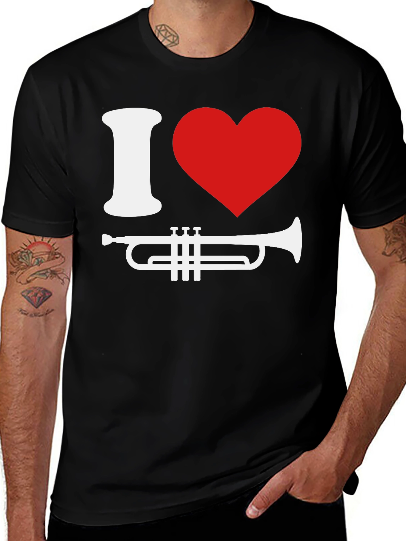 Variant 11 of I Heart Trumpet T-Shirt - Musical Instrument Tee