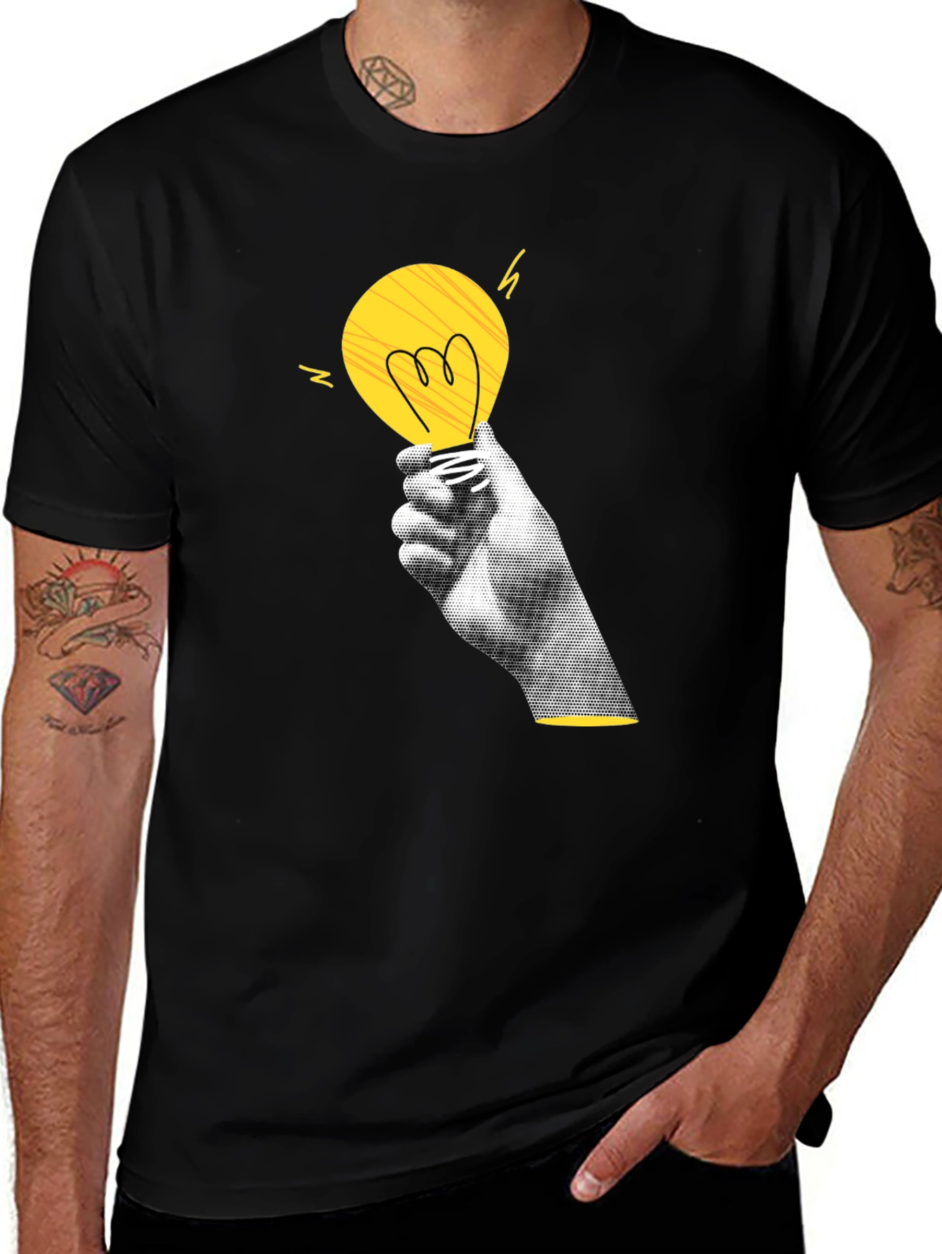 Variant 15 of Creative Spark Black T-Shirt - Idea Light Bulb Design