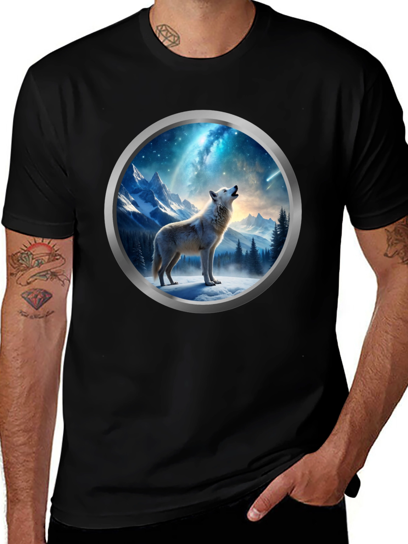 Variant 9 of Wolf Howling at Moon T-Shirt