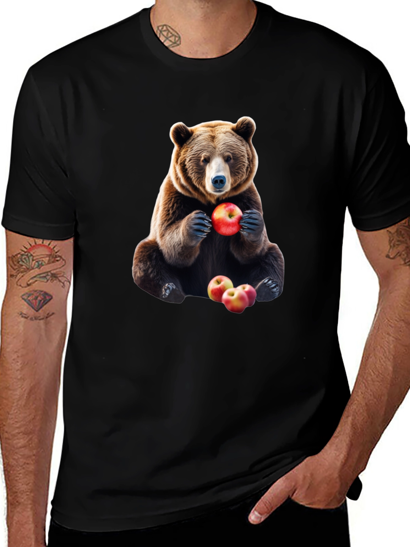 Variant 13 of Bear Eating Apple Graphic T-Shirt