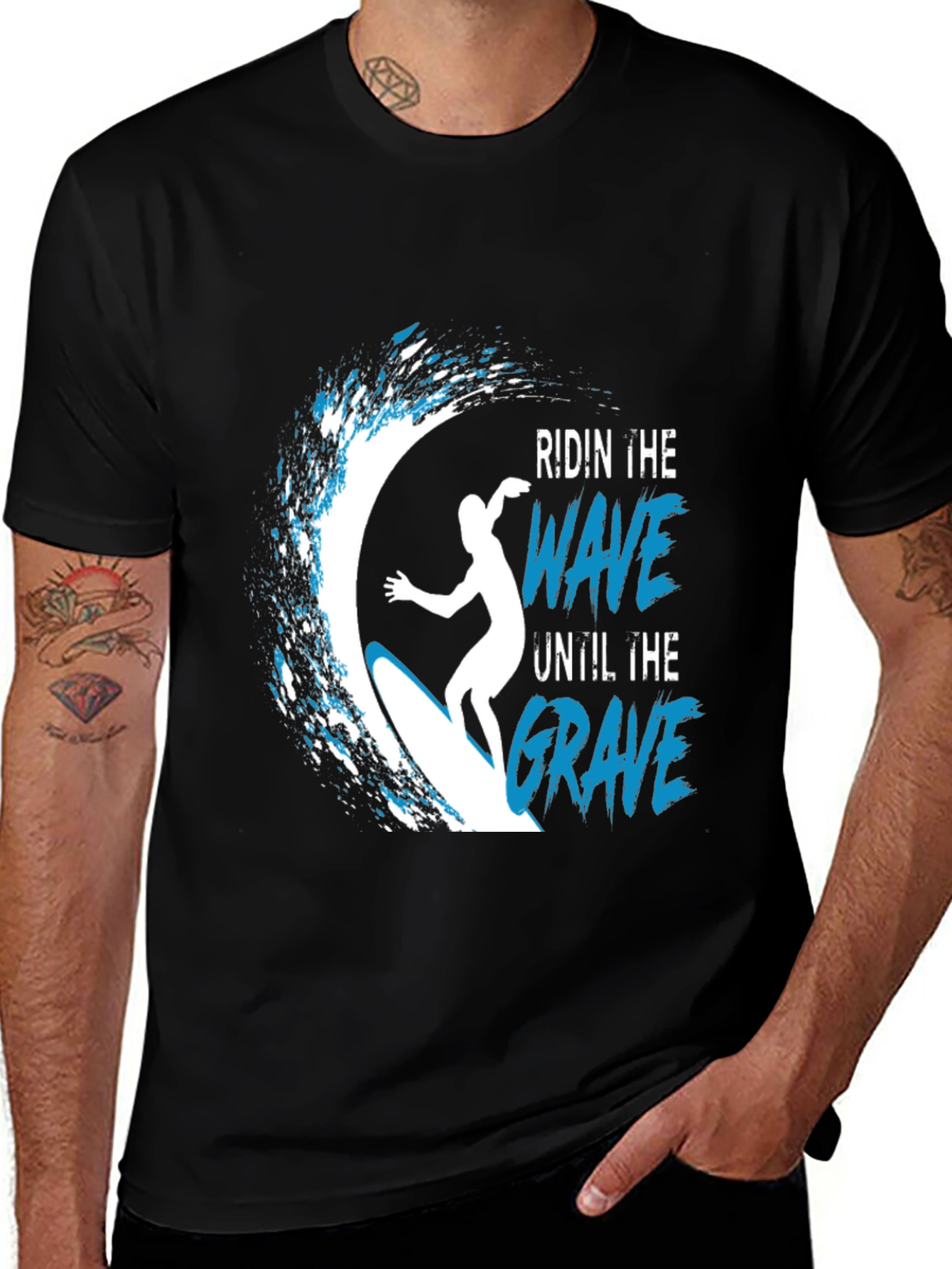 Variant 27 of Ridin' the Wave Graphic T-Shirt - Black