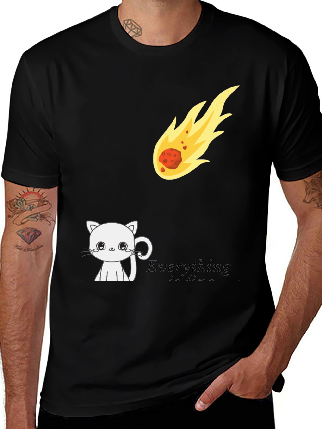 Variant 21 of Cute Cat Meteor Funny Graphic Tee