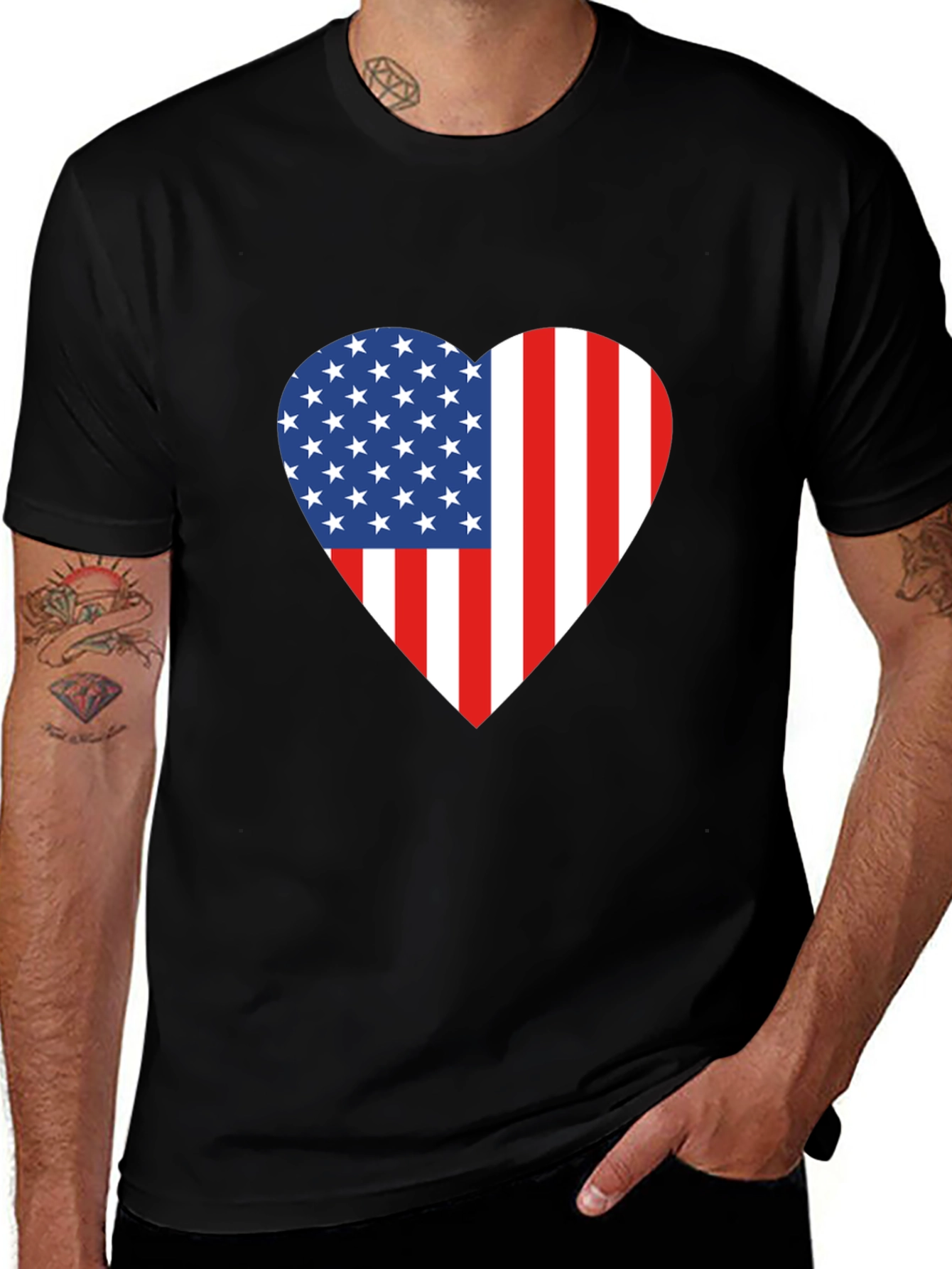 Variant 23 of American Flag Heart Graphic T-Shirt