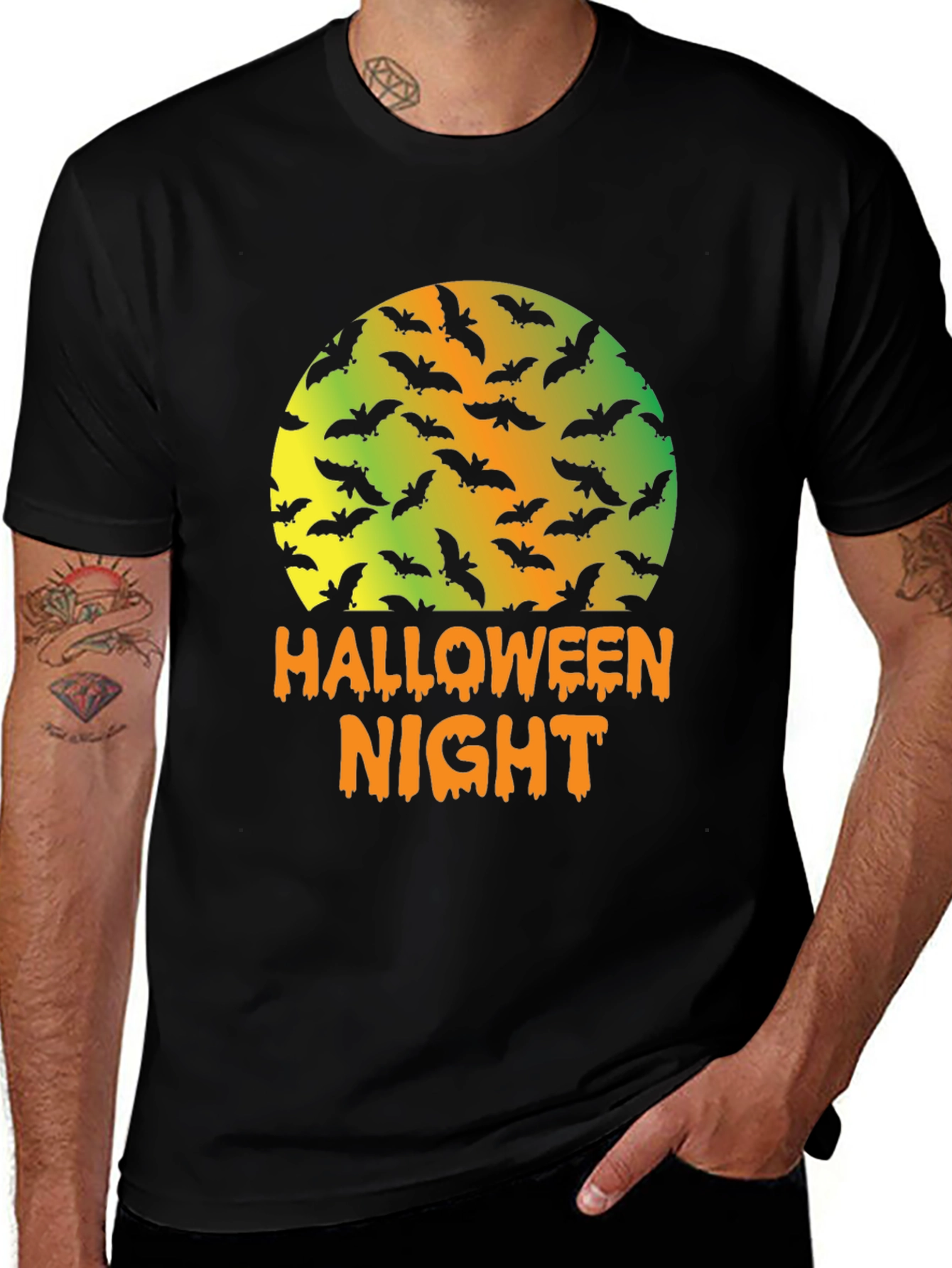 Halloween Night Bats Graphic T-Shirt