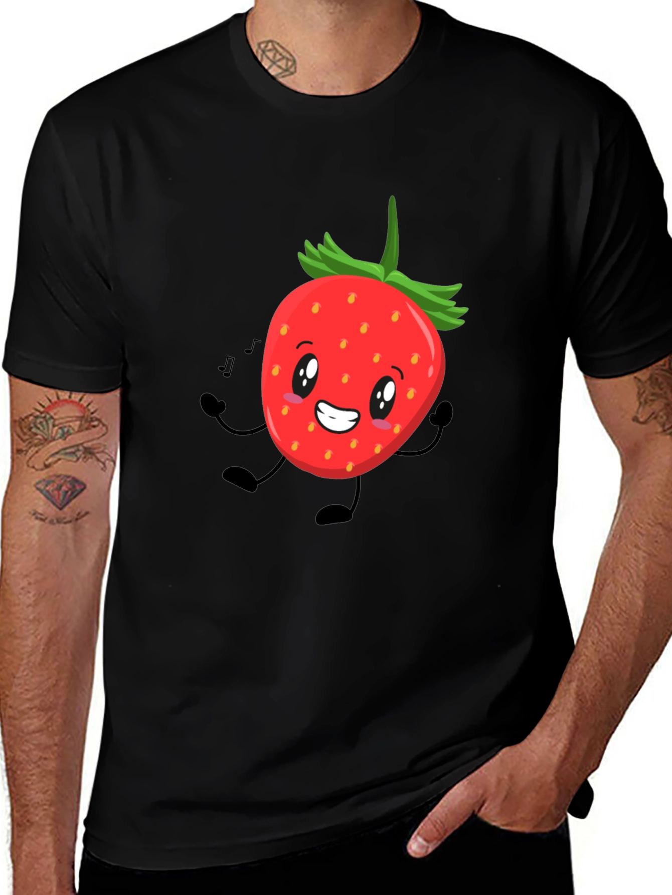 Variant 11 of Strawberry Character Graphic Tee - Black
