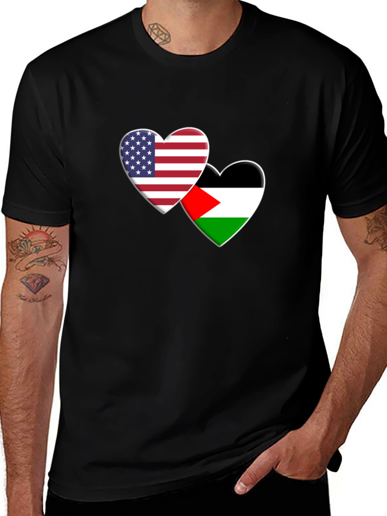 Variant 12 of USA Palestine Heart T-Shirt