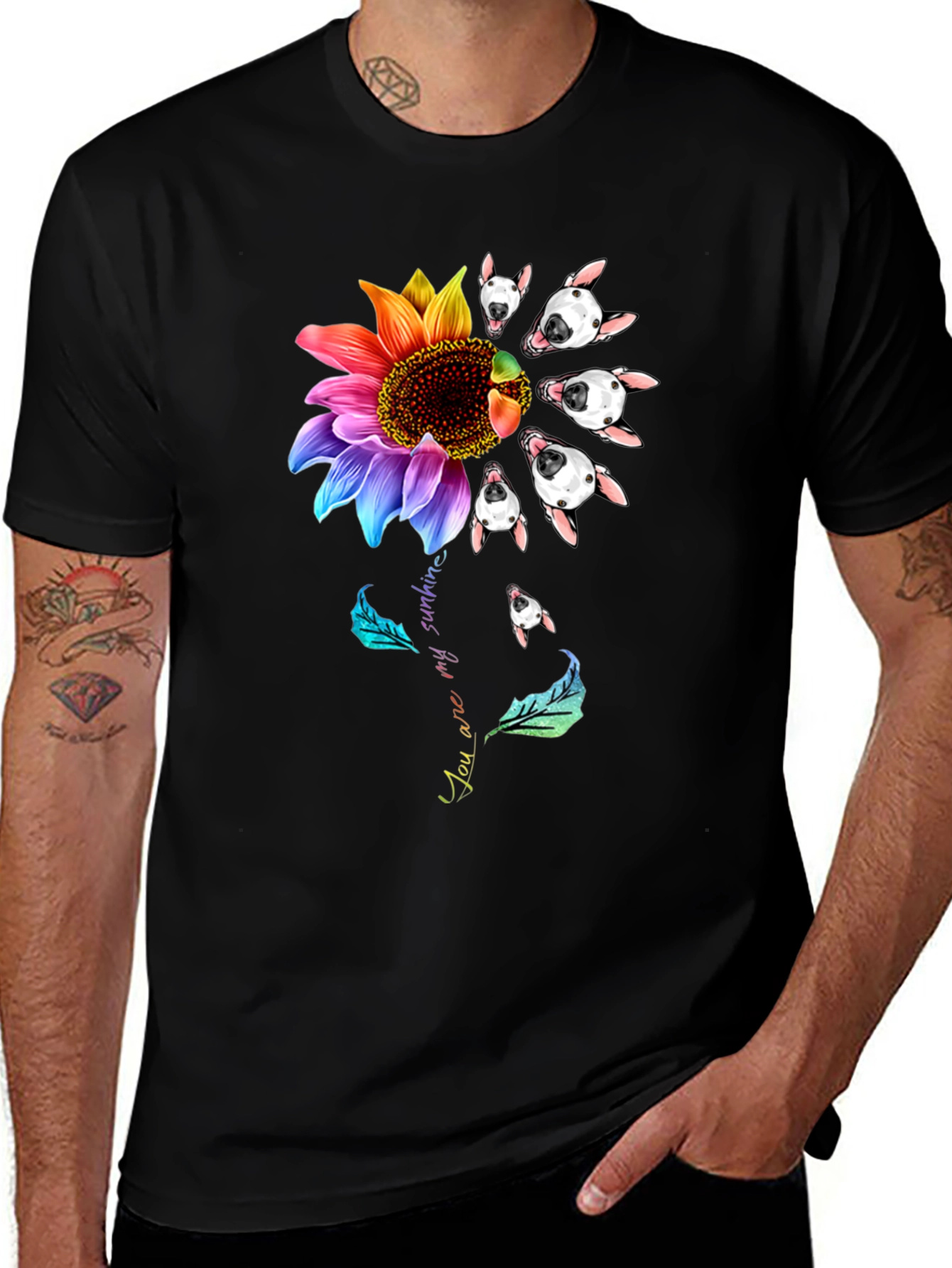 Bull Terrier Sunflower Graphic Tee