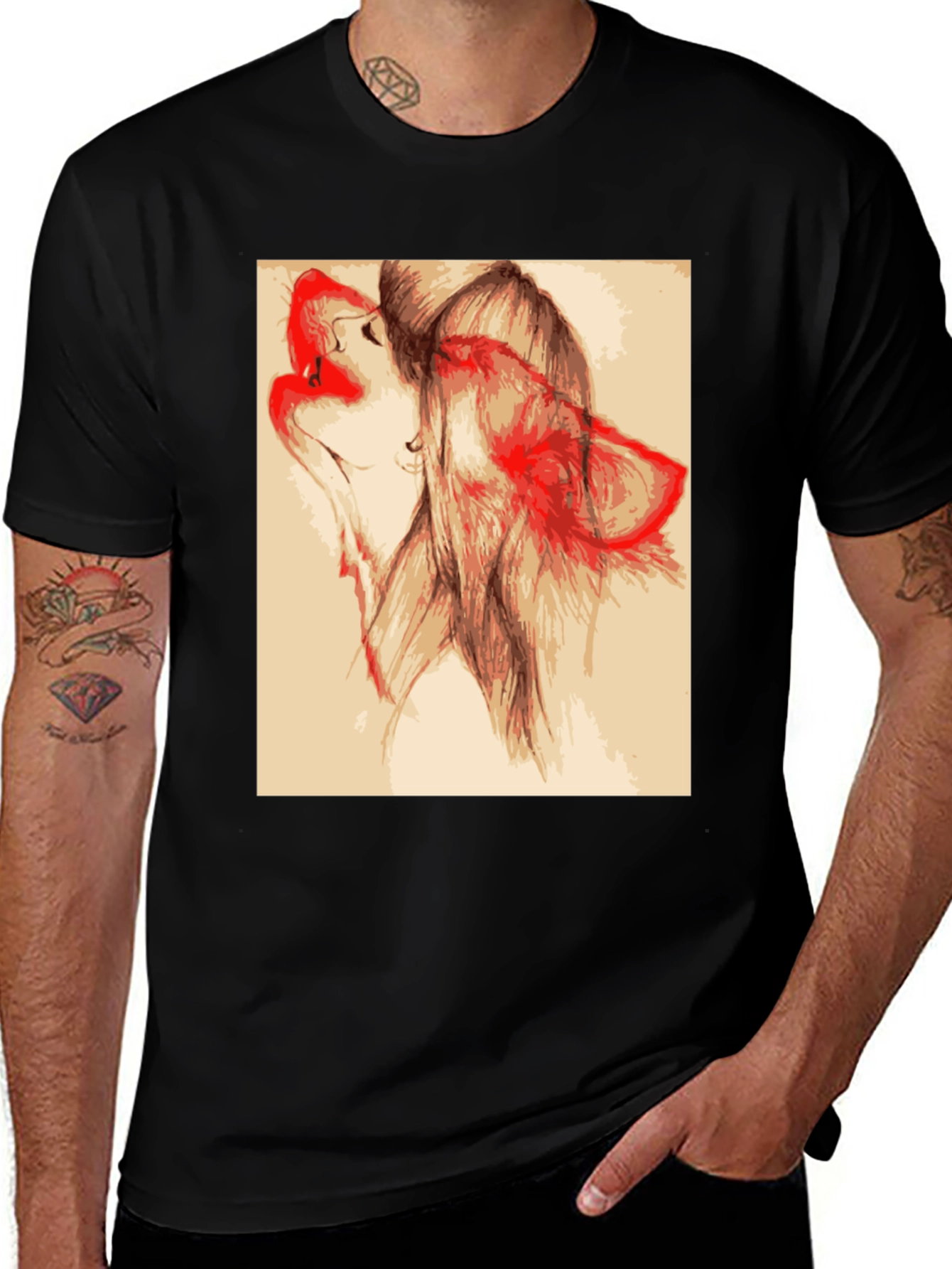 Variant 5 of Wolf Art Graphic Tee - Black Unisex T-Shirt