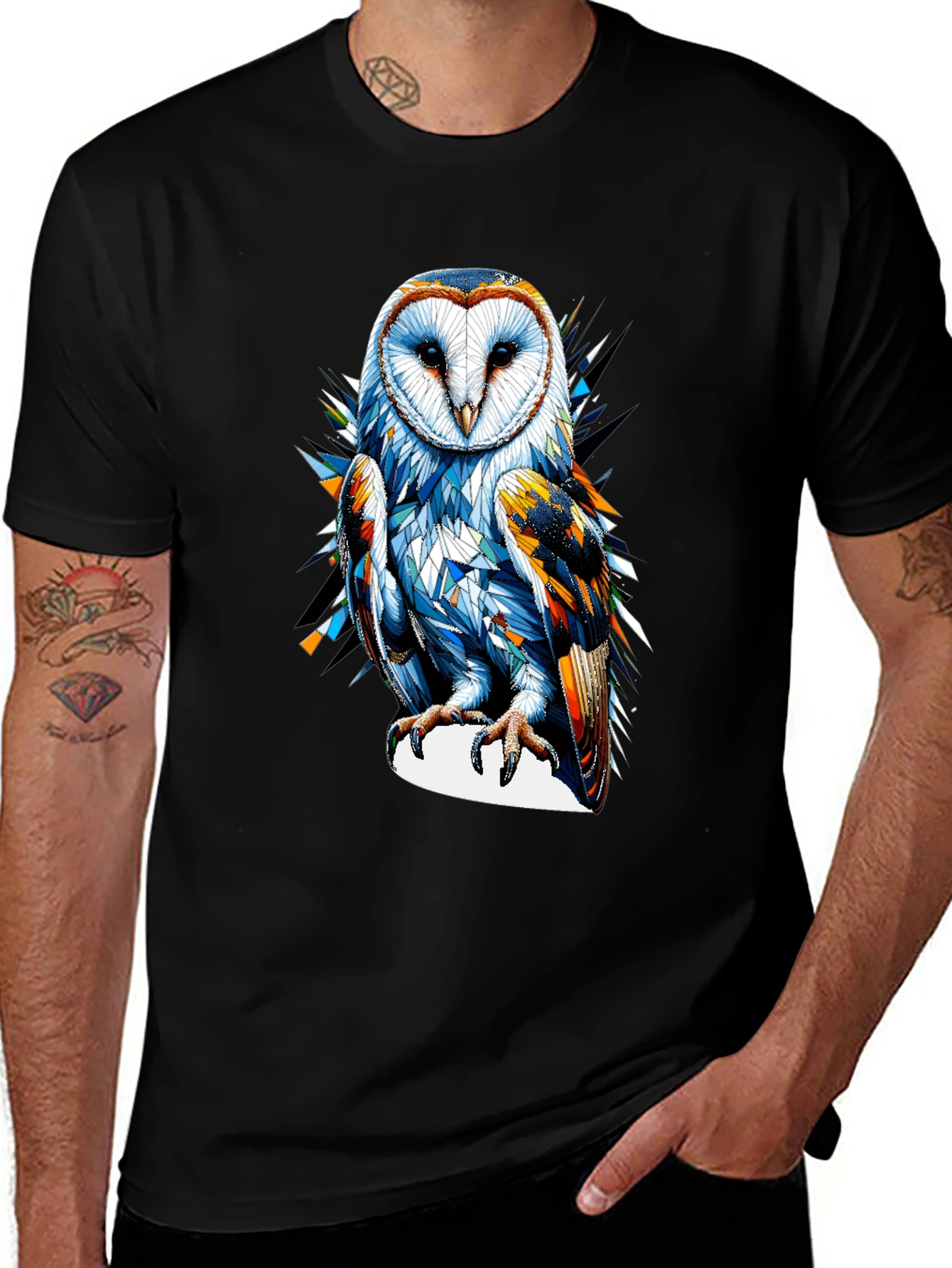 Variant 8 of Owl Graphic Tee - Men's Black T-Shirt