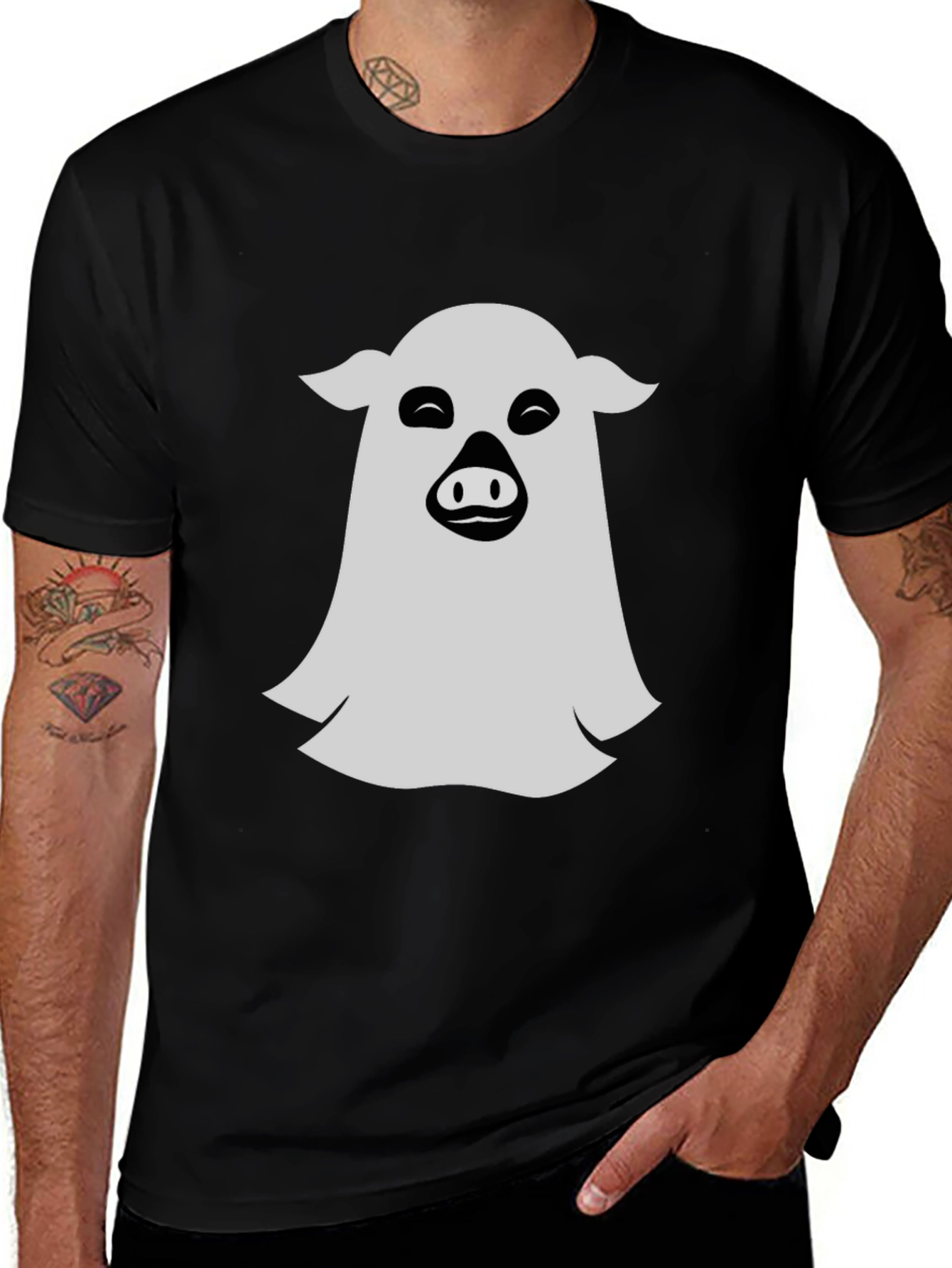 Variant 20 of Ghost Pig T-Shirt - Men's Black Tee