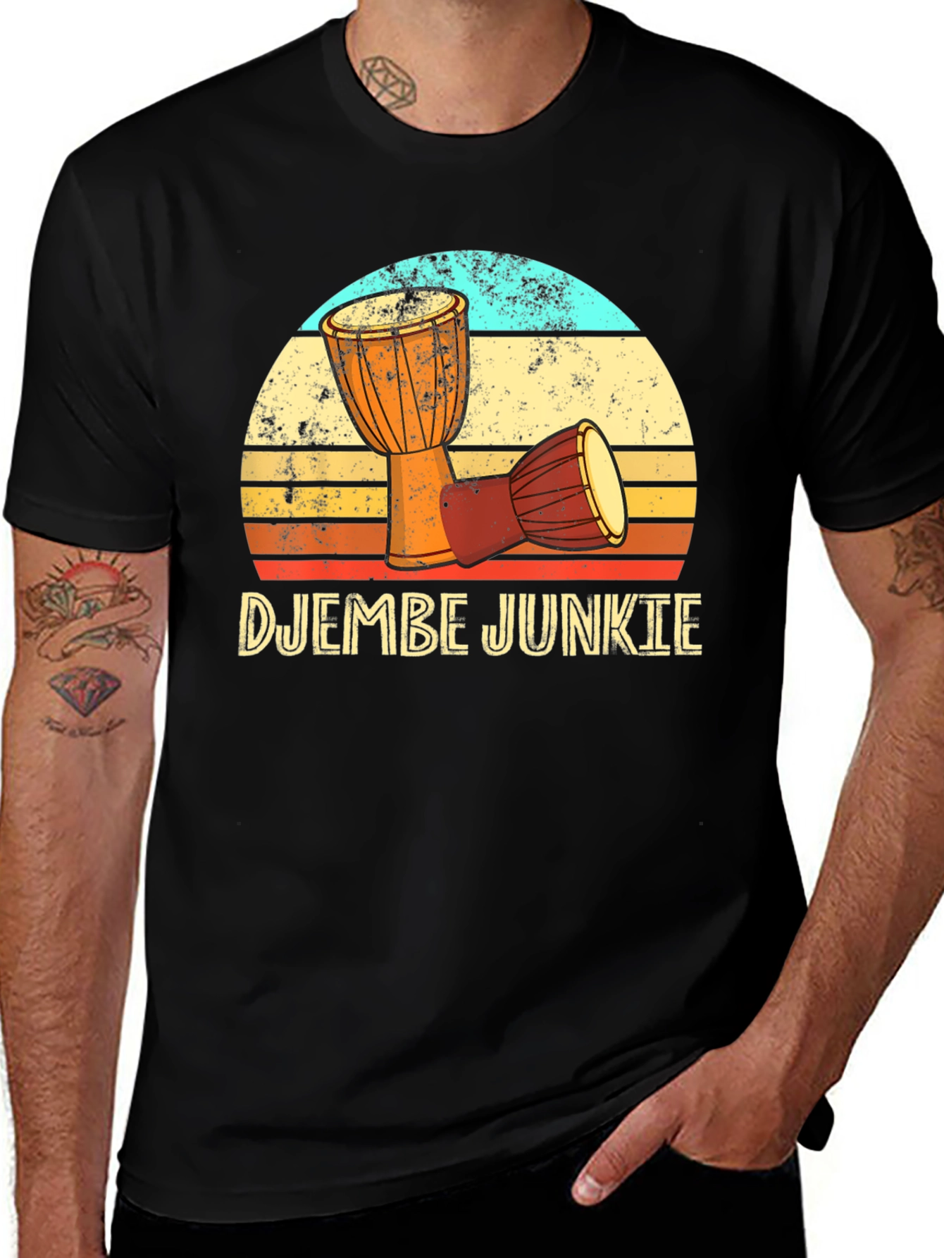 Variant 6 of Djembe Junkie Retro T-Shirt