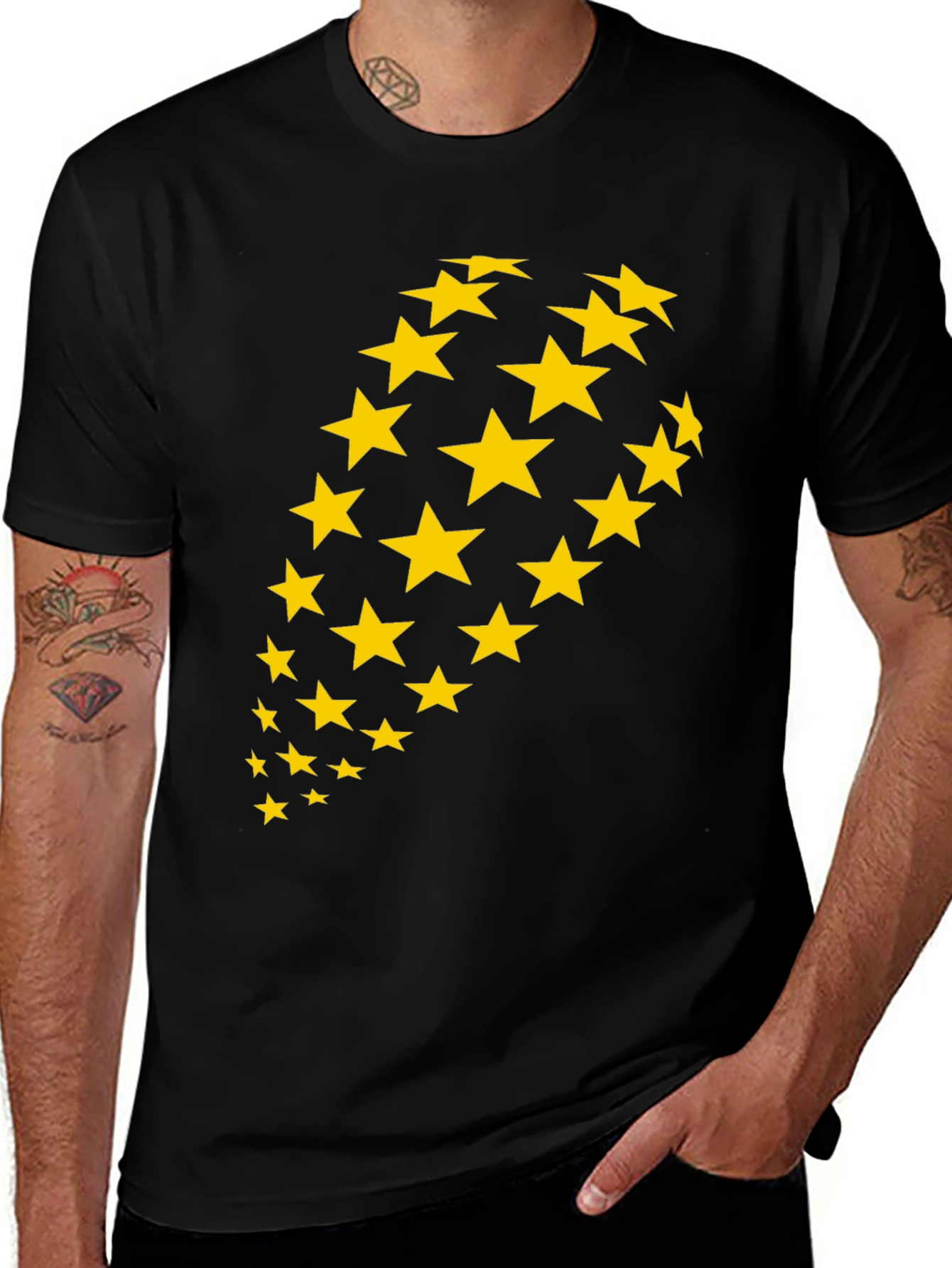 Variant 18 of Starry Night Tee - Black Cotton Comfort