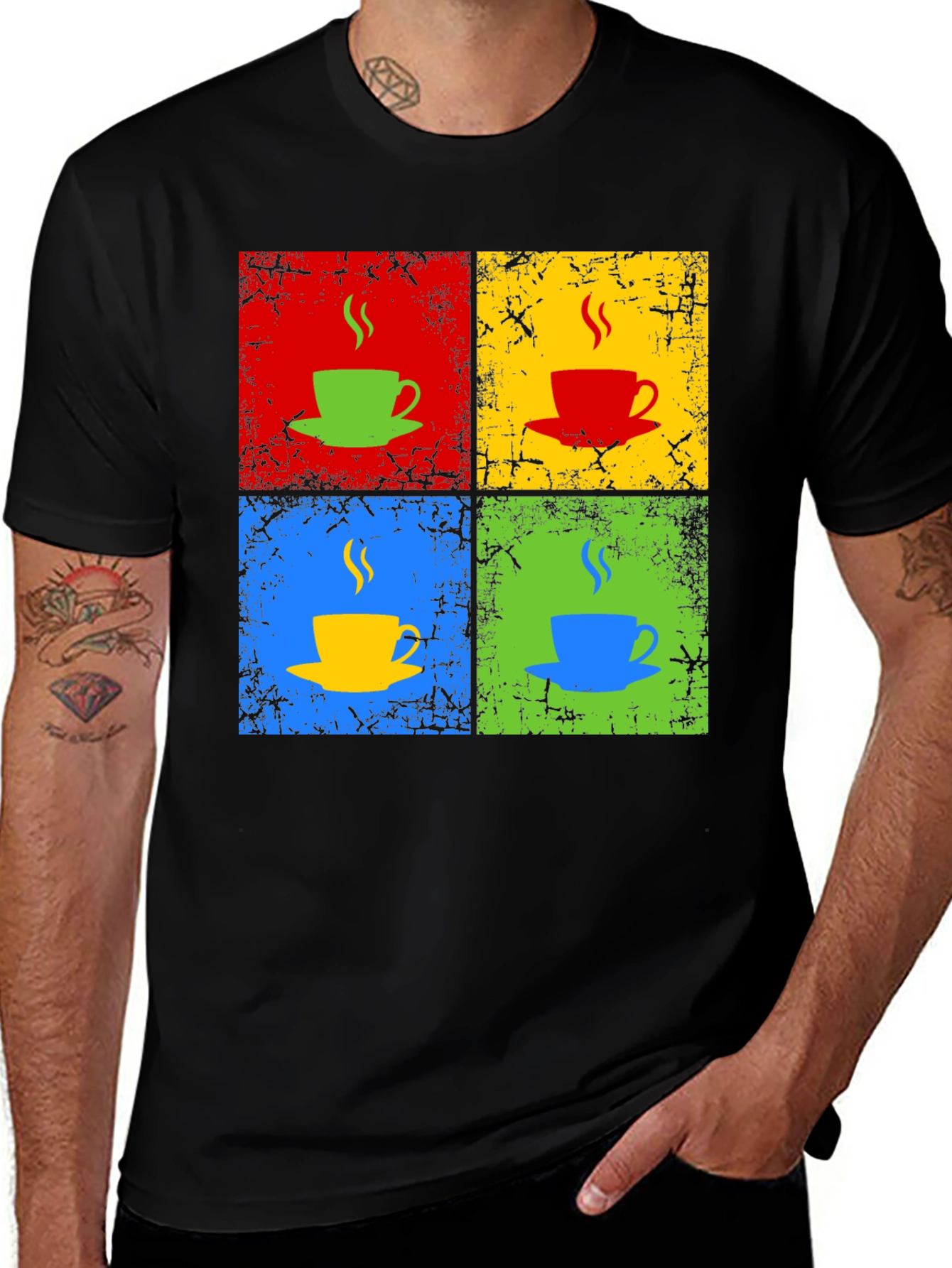Variant 17 of Pop Art Coffee Cup Tee - Retro Colorful Graphic T-Shirt