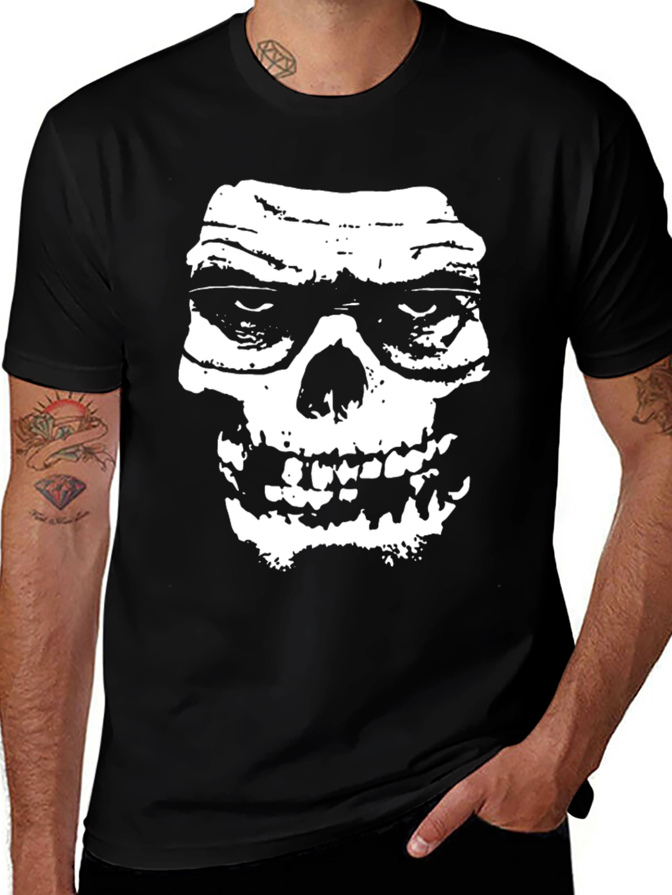 Variant 10 of Grim Reaper Skull Graphic Print T-Shirt - Black