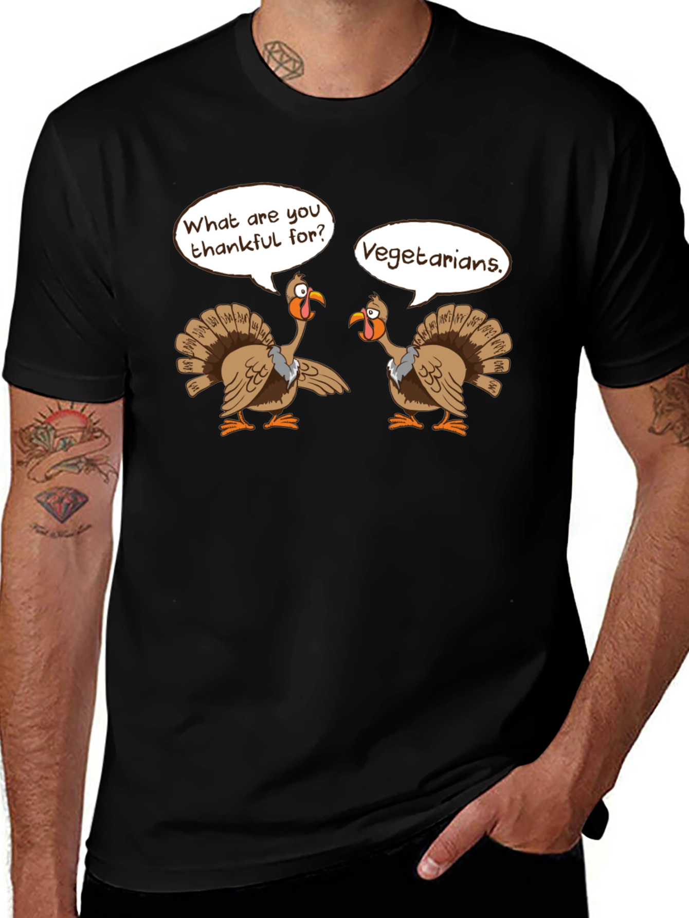 Variant 27 of Funny Thanksgiving Turkey Vegetarian T-Shirt