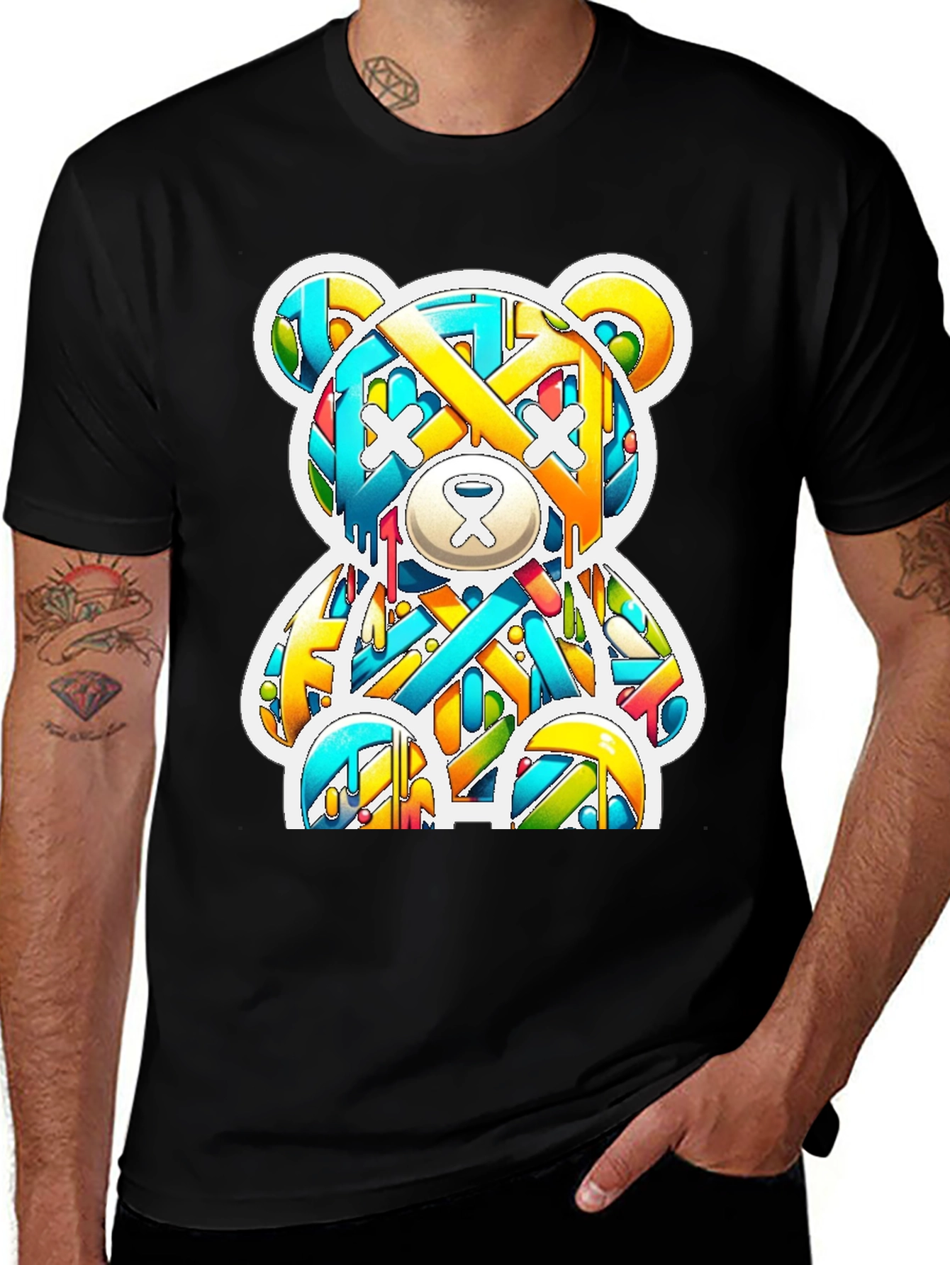 Variant 27 of Graffiti Bear Graphic Tee - Casual Cool Style