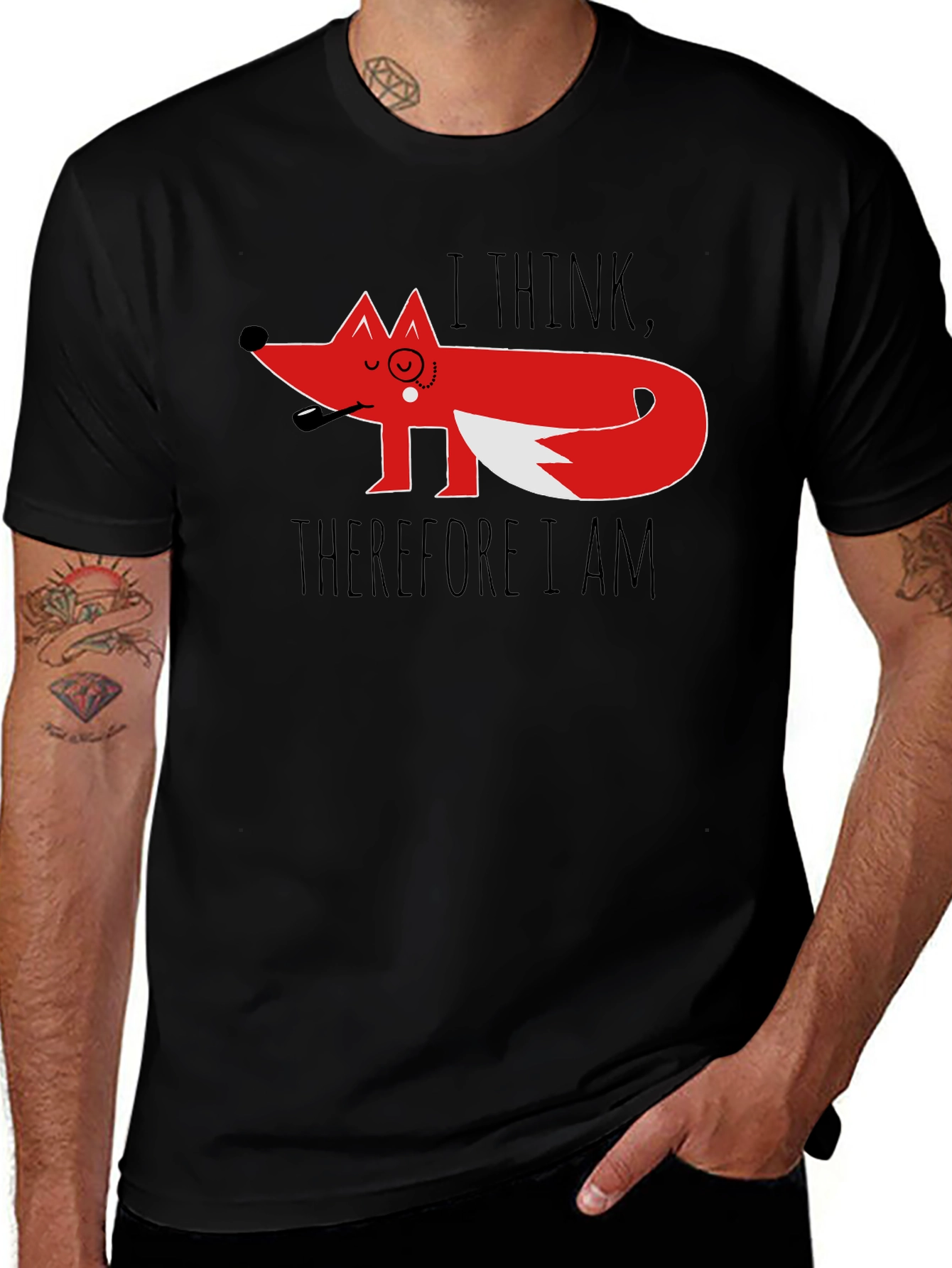 Philosophical Fox Graphic Tee - 'I Think, Therefore I Am'