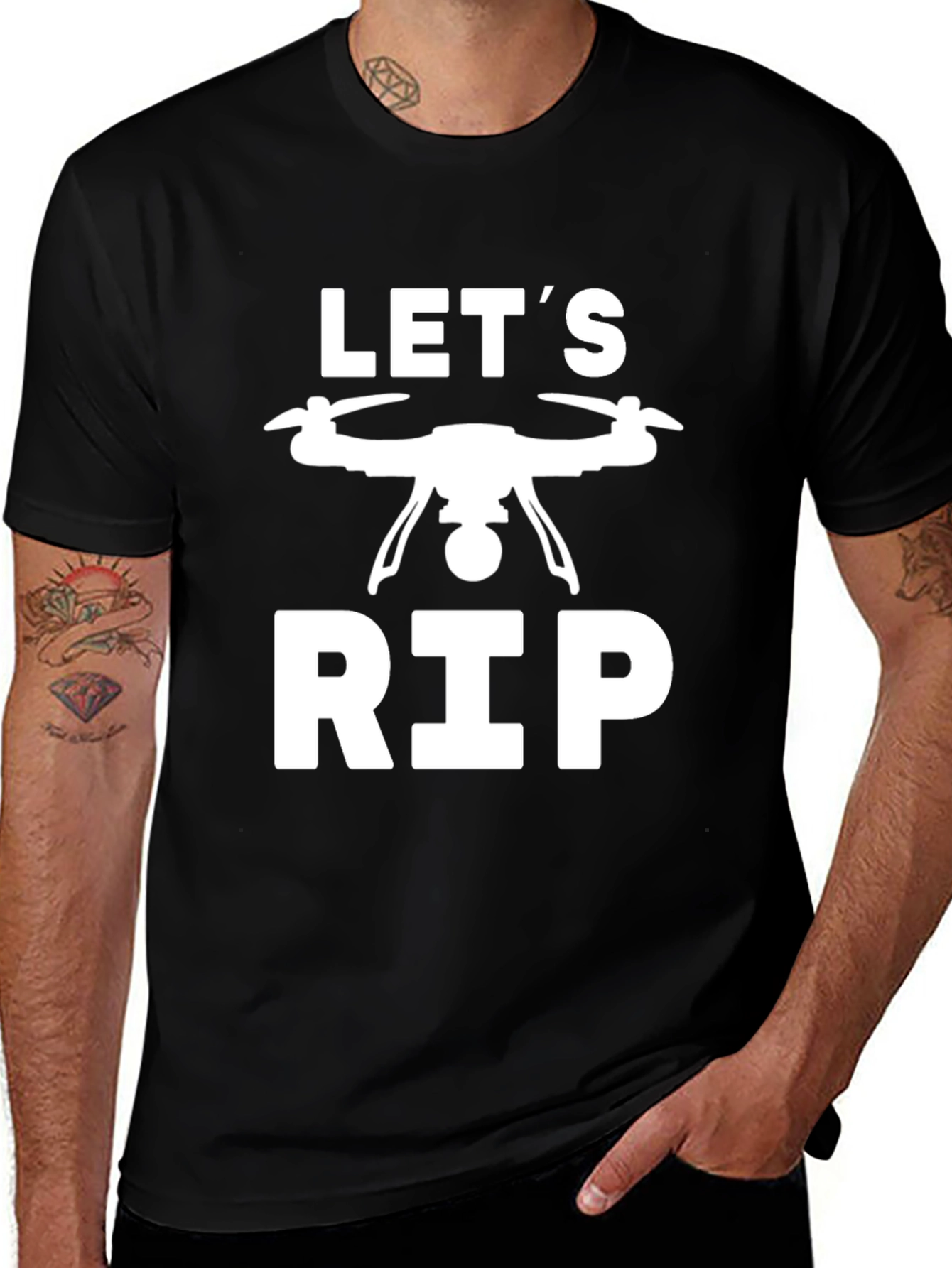 Variant 22 of Let's Rip Drone T-Shirt - Black Cotton Tee