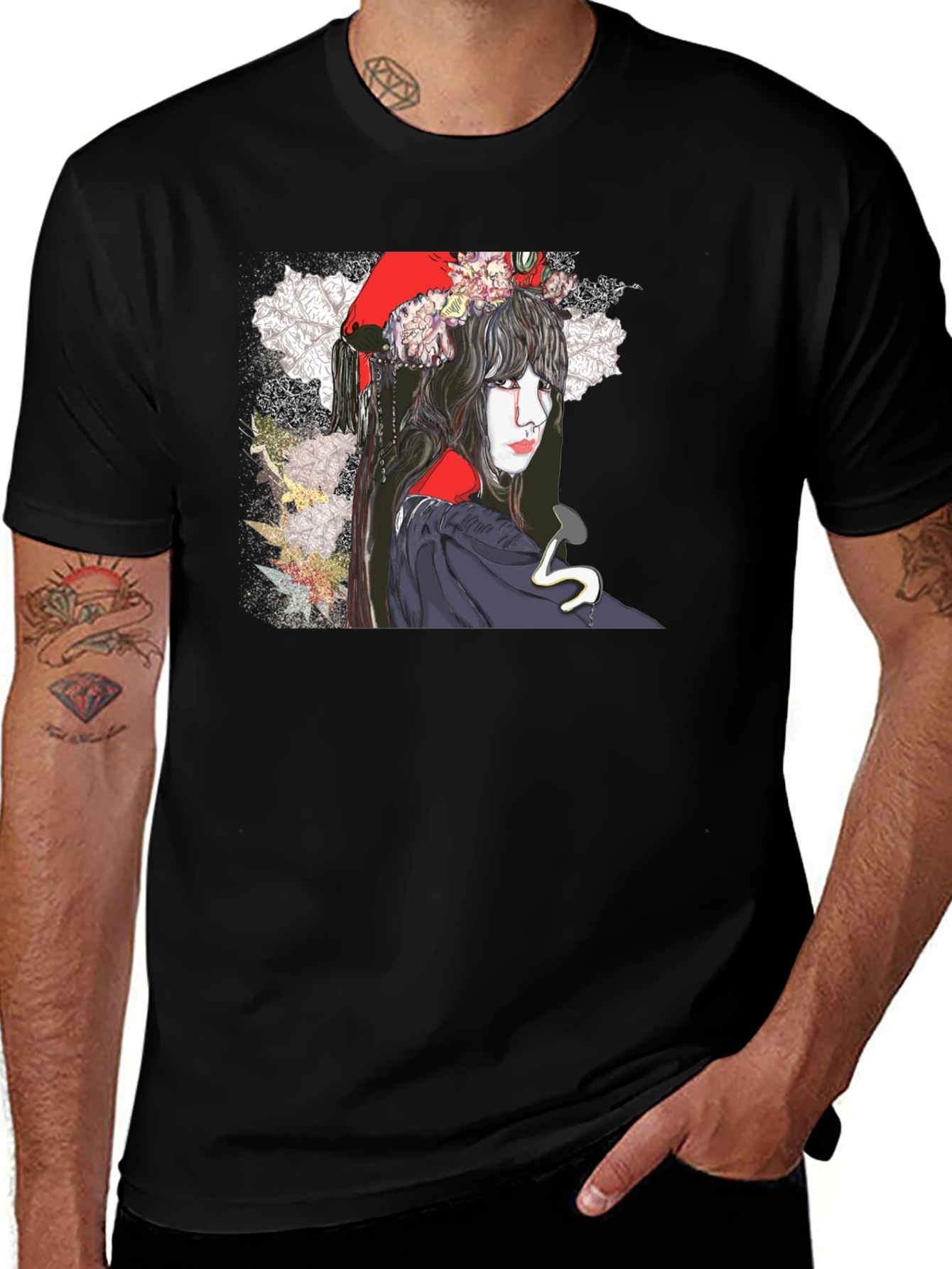 Variant 28 of Dark Floral Graphic Print T-Shirt