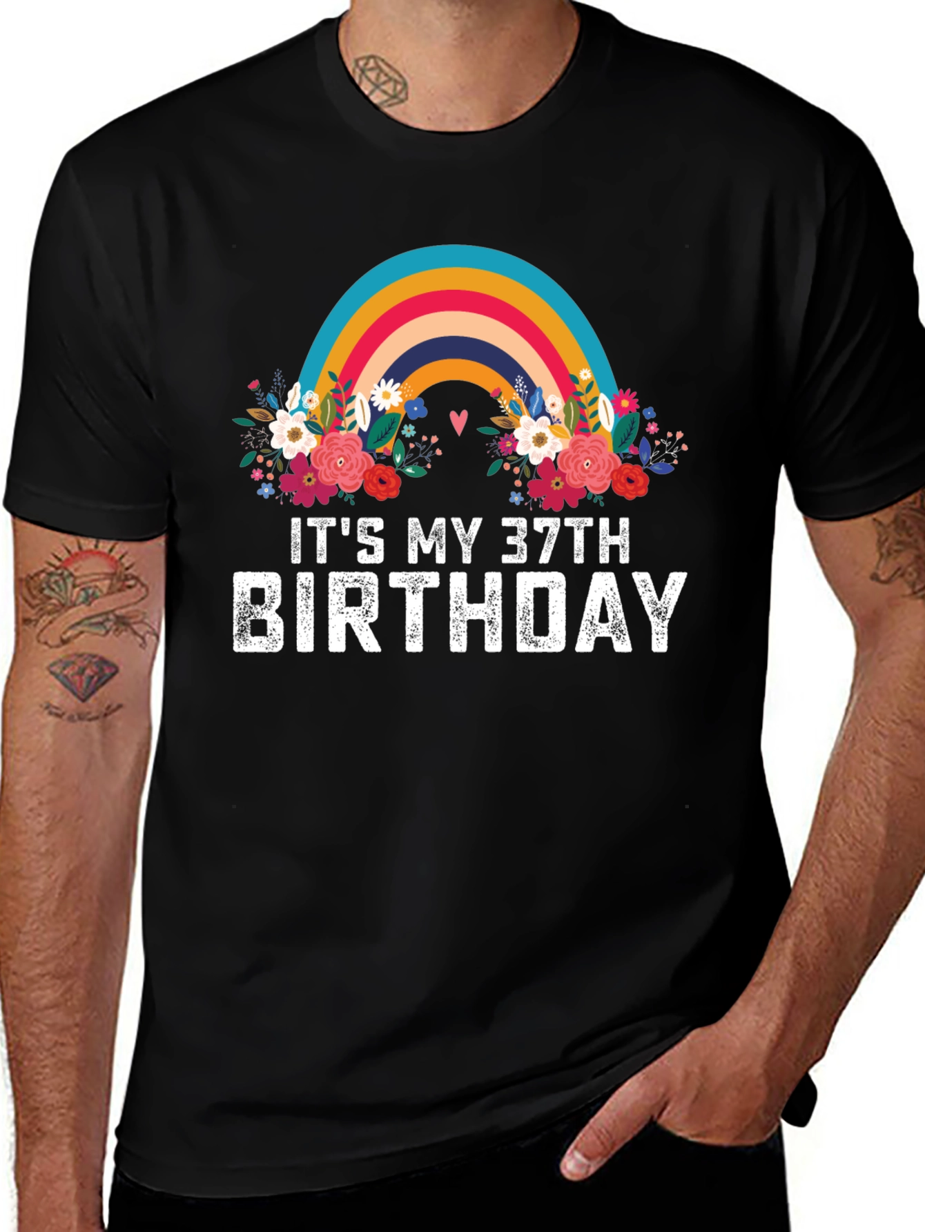Variant 6 of It's My 37th Birthday Rainbow Floral T-Shirt