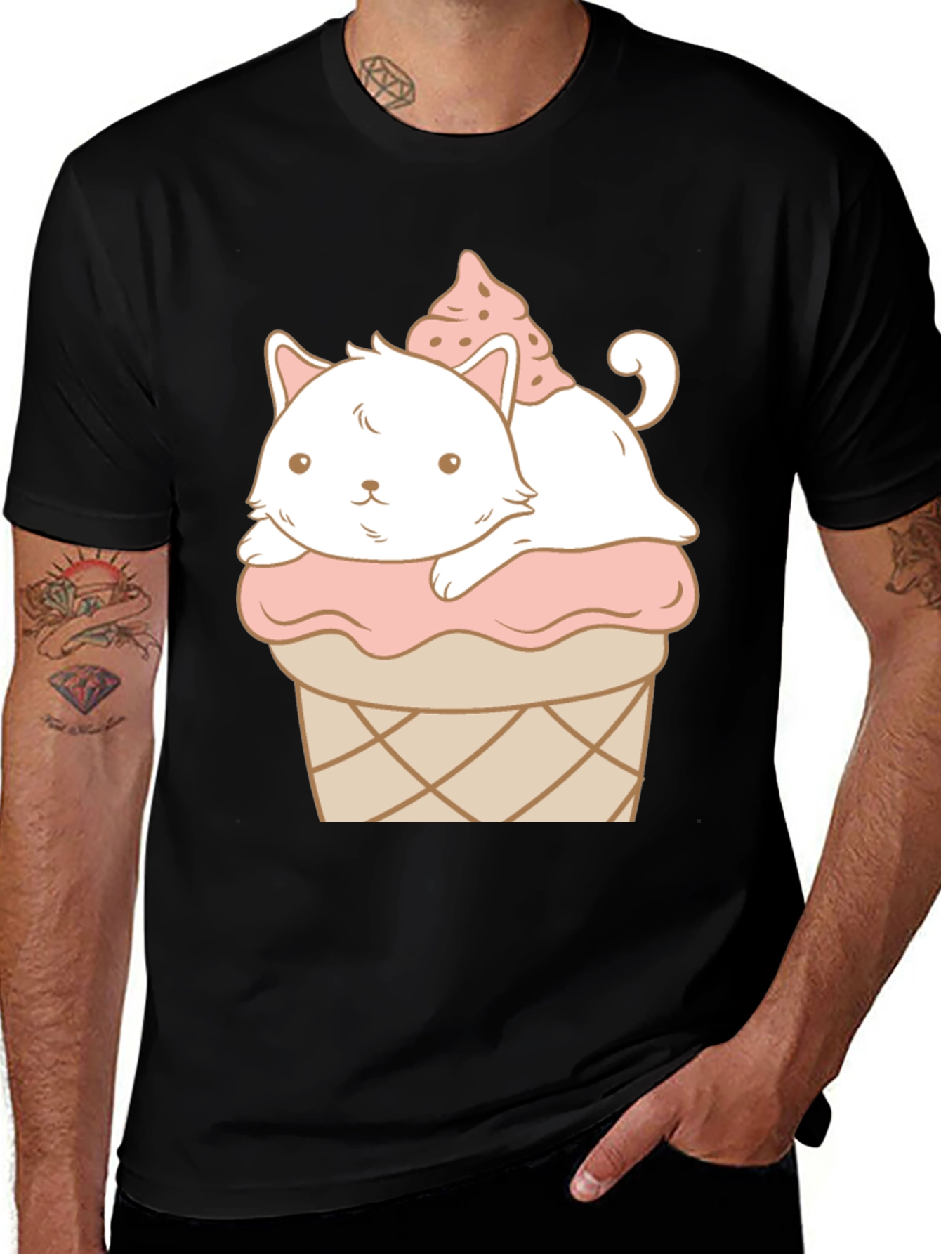 Variant 28 of Cute Cat Ice Cream T-Shirt - Kawaii Style