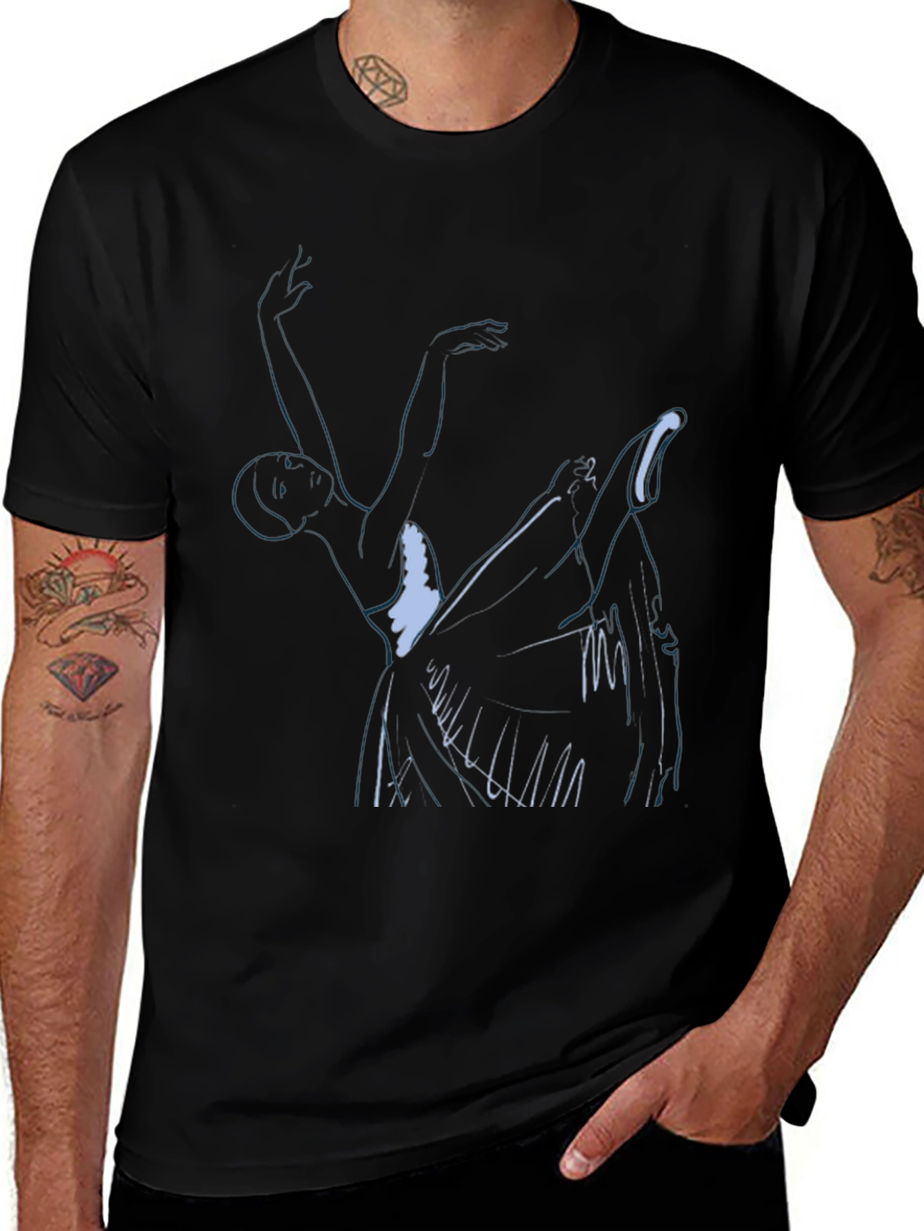 Variant 13 of Abstract Dancer Graphic Print Black T-Shirt