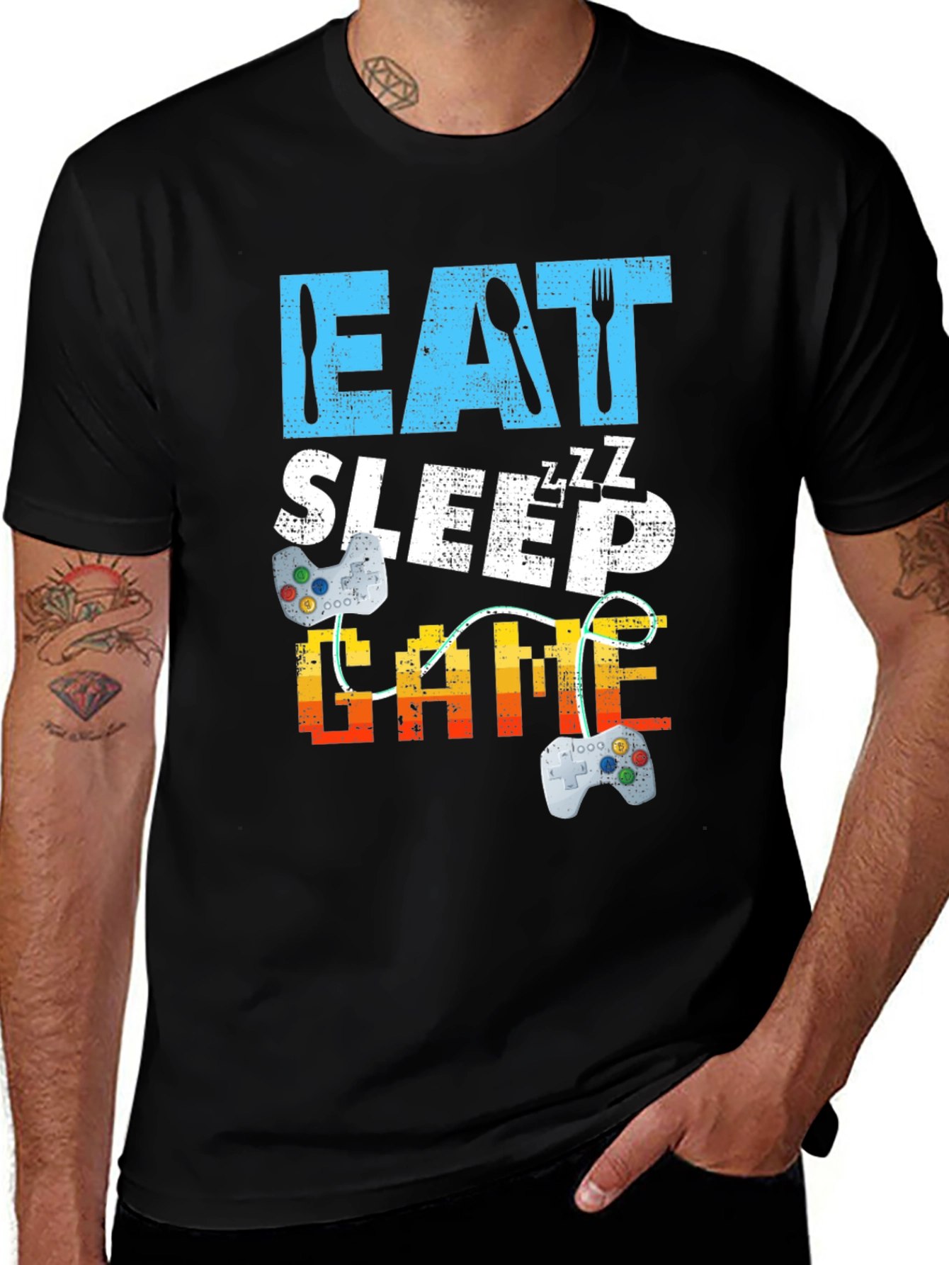 Variant 8 of Eat Sleep Game Black Graphic Tee
