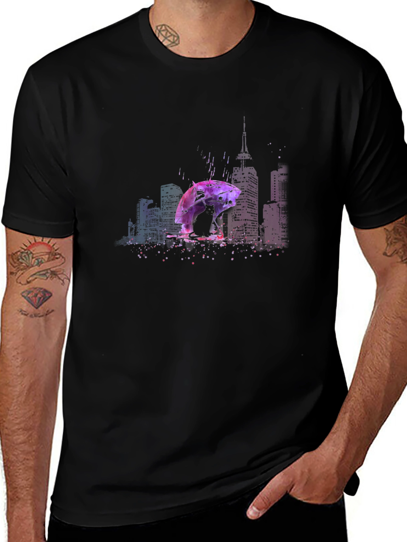Rainy City T-Shirt - Umbrella Graphic Tee
