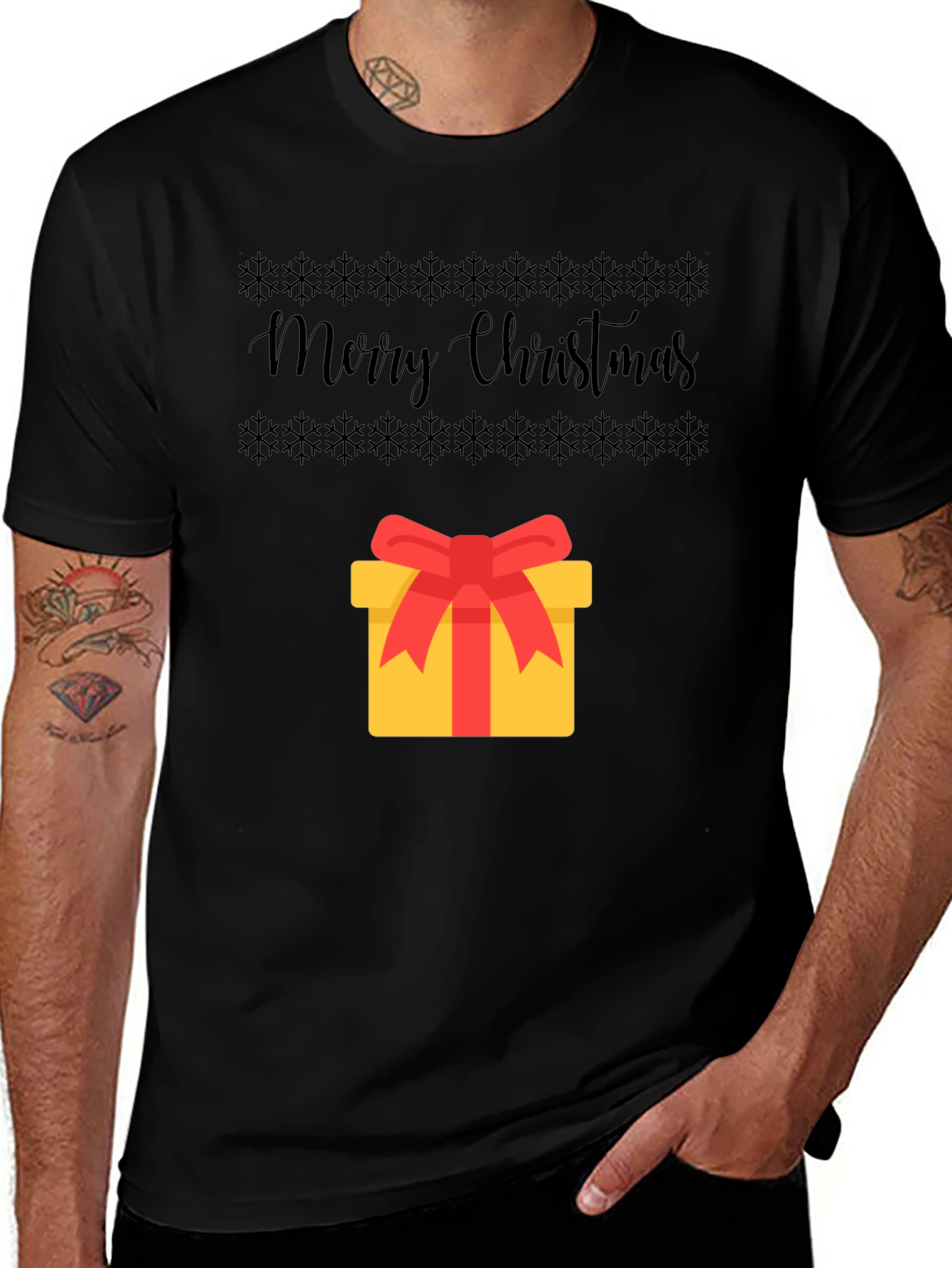 Festive Merry Christmas Gift Graphic Tee