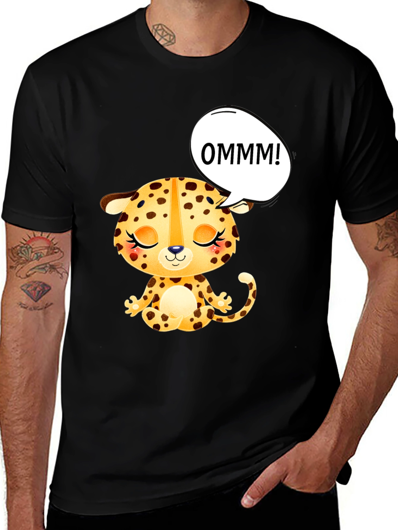 Variant 15 of OMMM Leopard Graphic Tee - Relaxed Fit Black T-Shirt