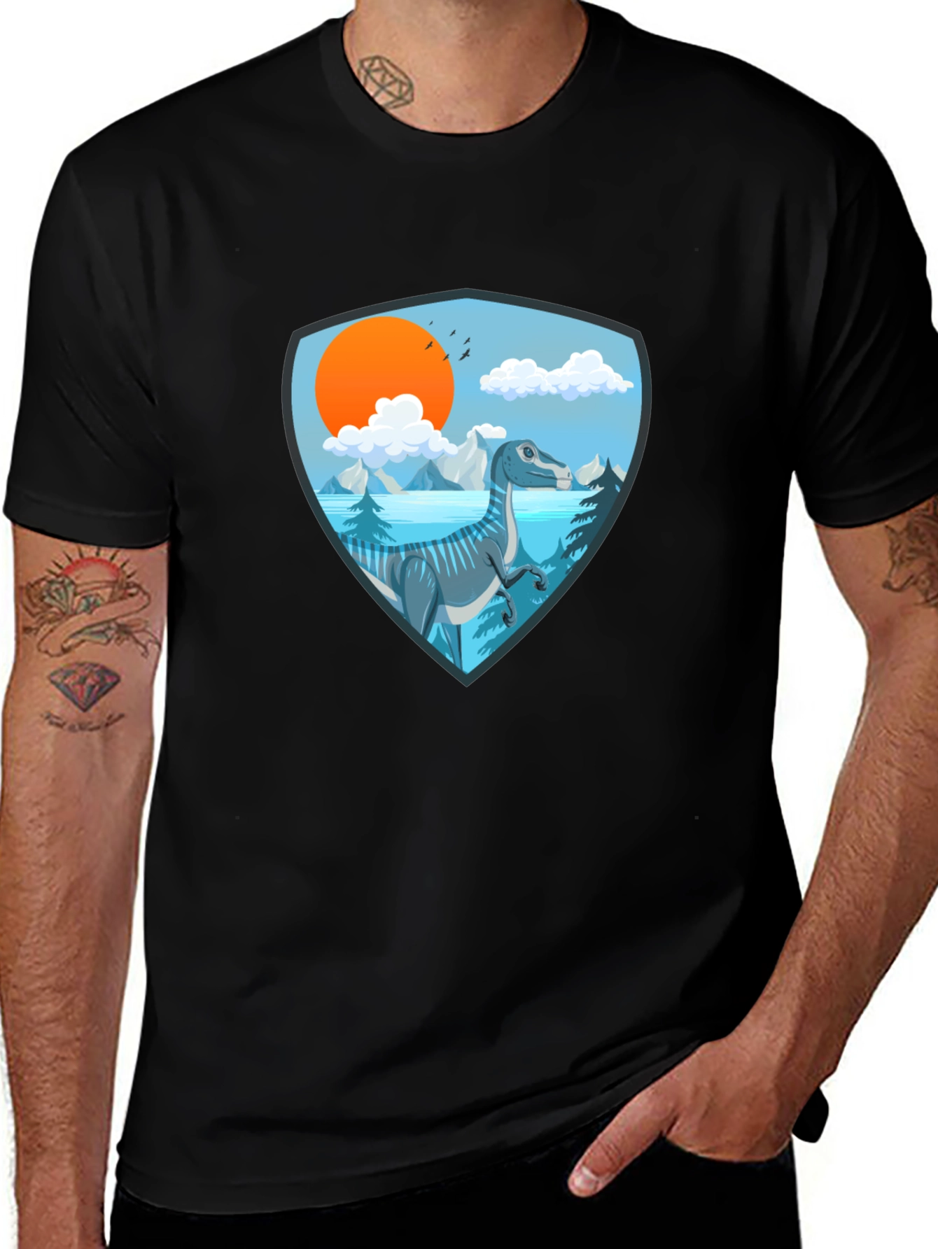 Variant 11 of Dinosaur Landscape Graphic T-Shirt