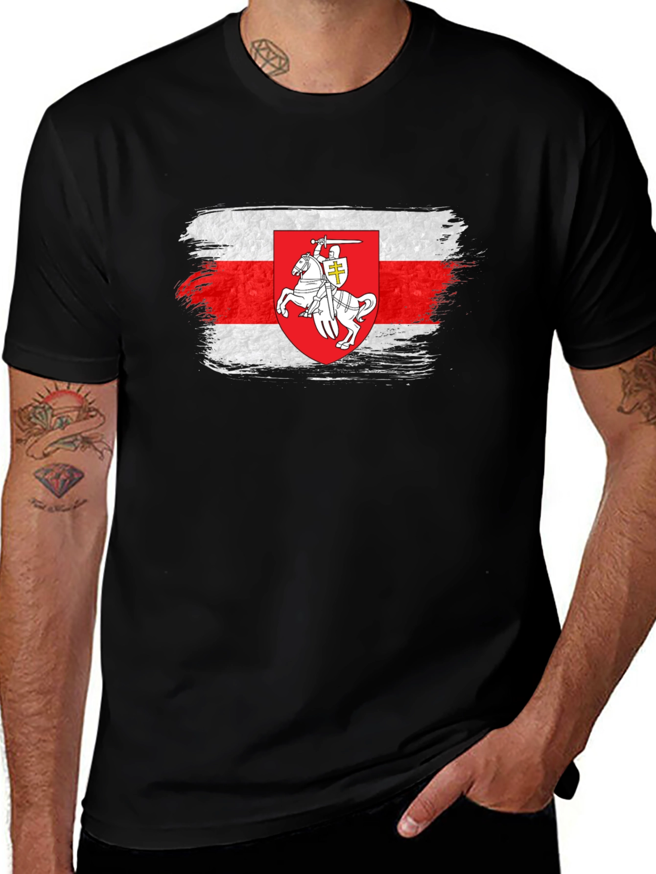 Variant 4 of Belarus Pahonia Flag T-Shirt - Distressed Style