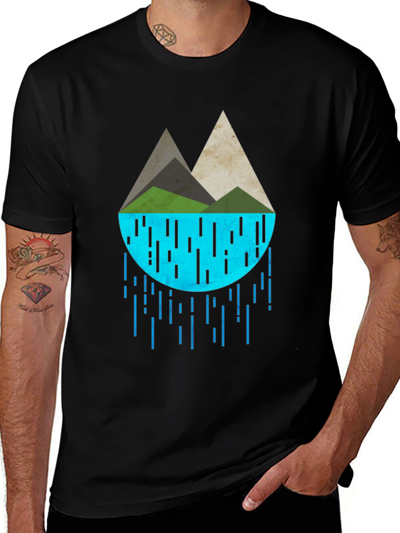 Variant 3 of Abstract Mountain Rain Graphic Tee