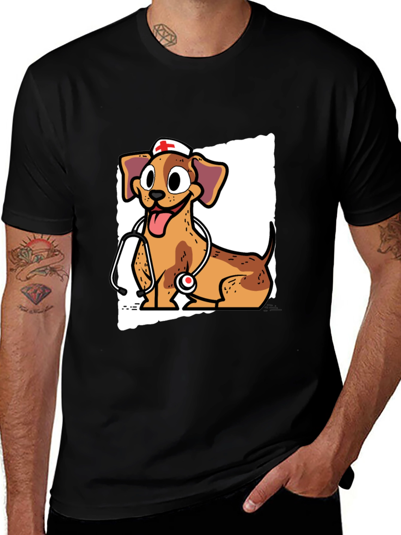 Variant 9 of Dog Nurse T-Shirt - Cute Cartoon Design