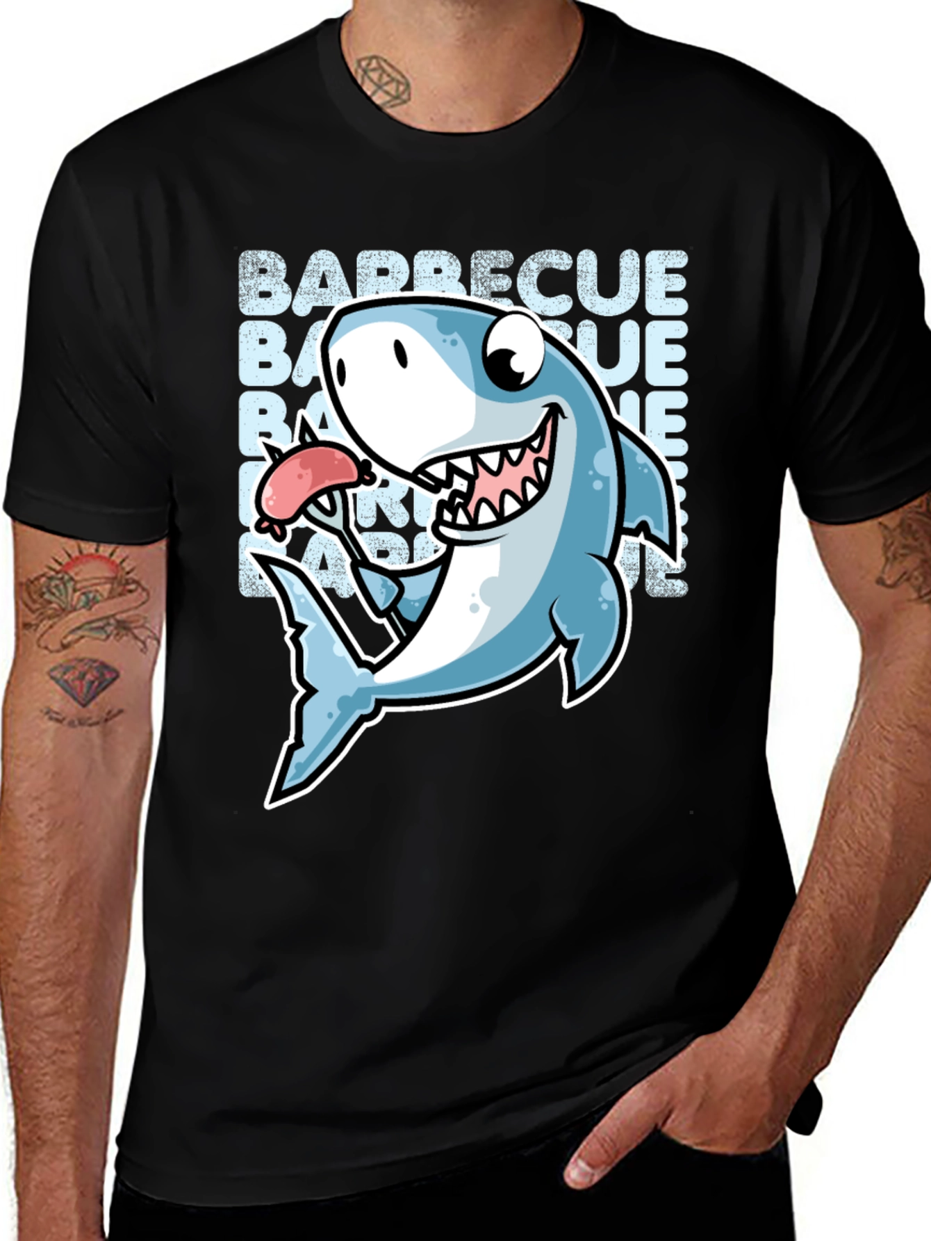 Variant 23 of Barbecue Shark Graphic T-Shirt